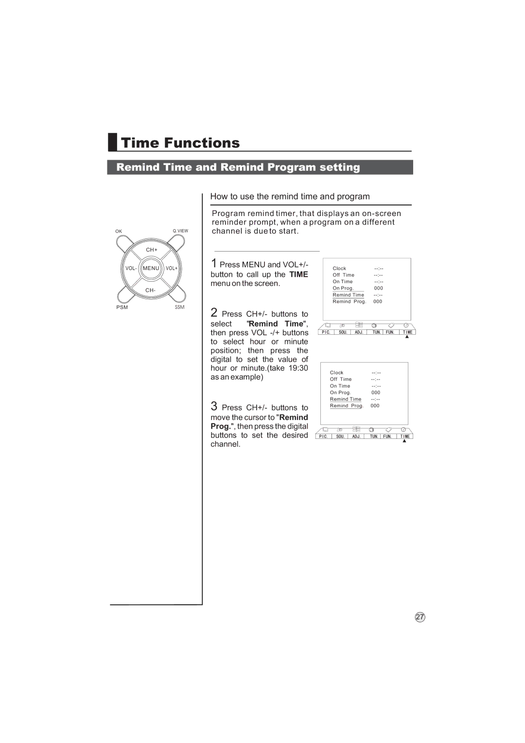 Haier L32A9-AKF, L32A9 -AK manual Remind Time and Remind Program setting, How to use the remind time and program 
