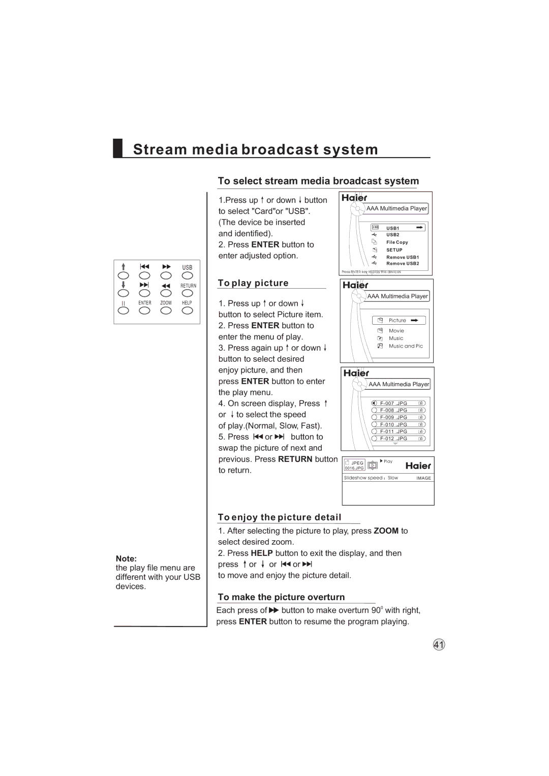 Haier L32A9-AKF, L32A9 -AK manual To play picture, To enjoy the picture detail, To make the picture overturn 