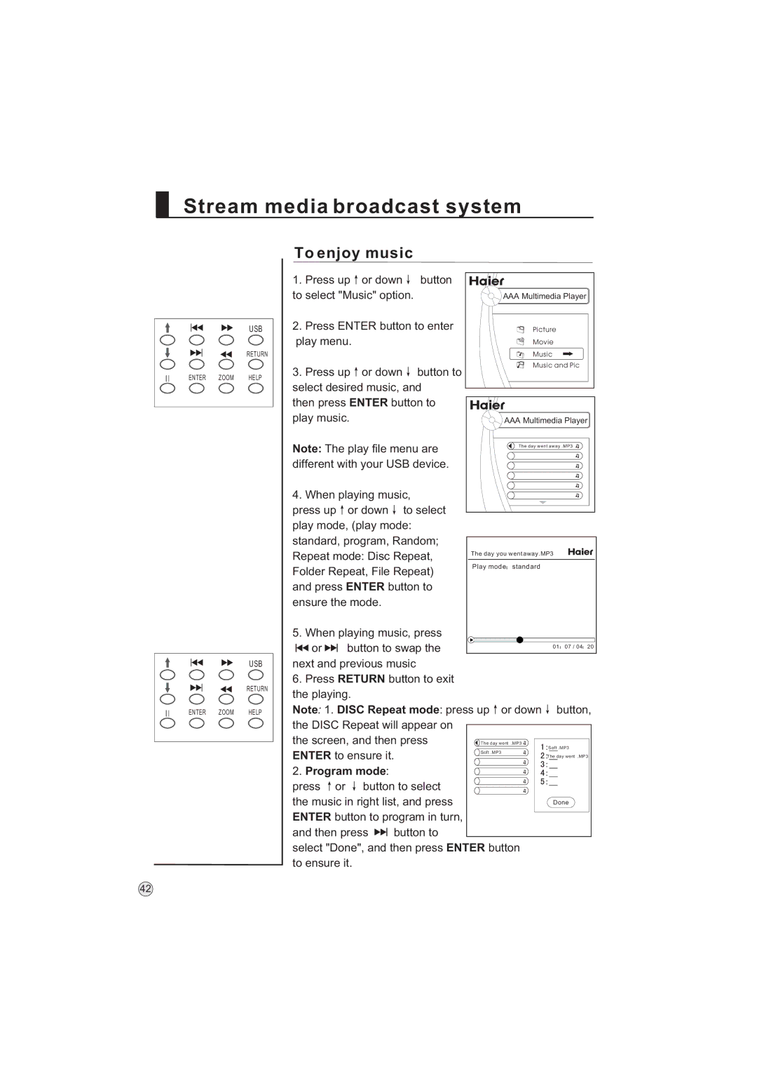 Haier L32A9 -AK, L32A9-AKF manual To enjoy music, Program mode 