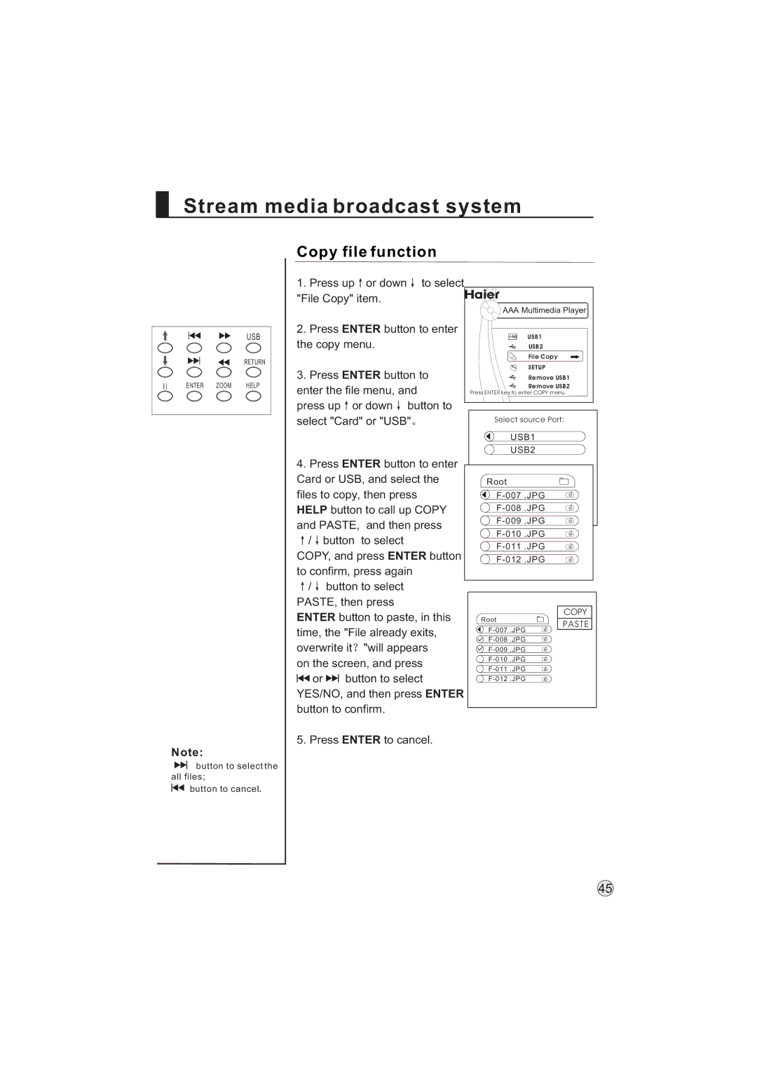 Haier L32A9-AKF, L32A9 -AK manual Copy file function 