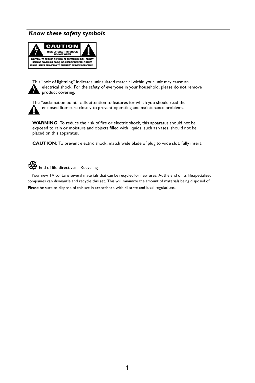 Haier L32A9 owner manual Know these safety symbols 