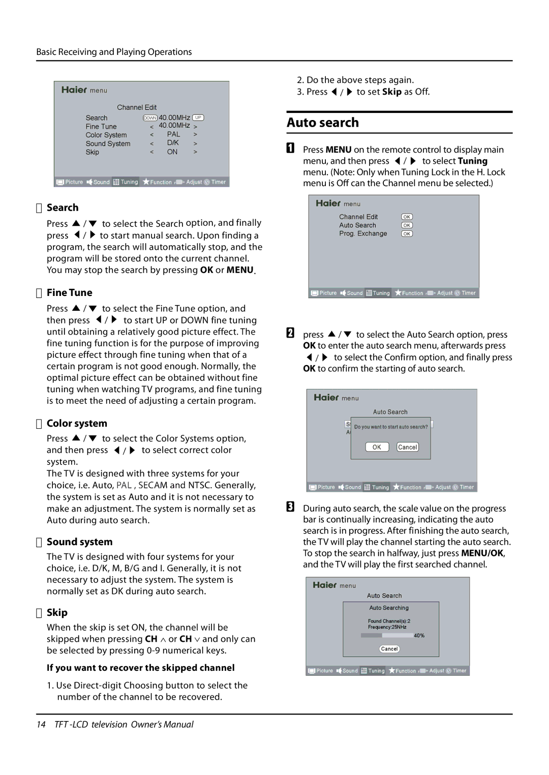 Haier L32K3 owner manual Auto search 