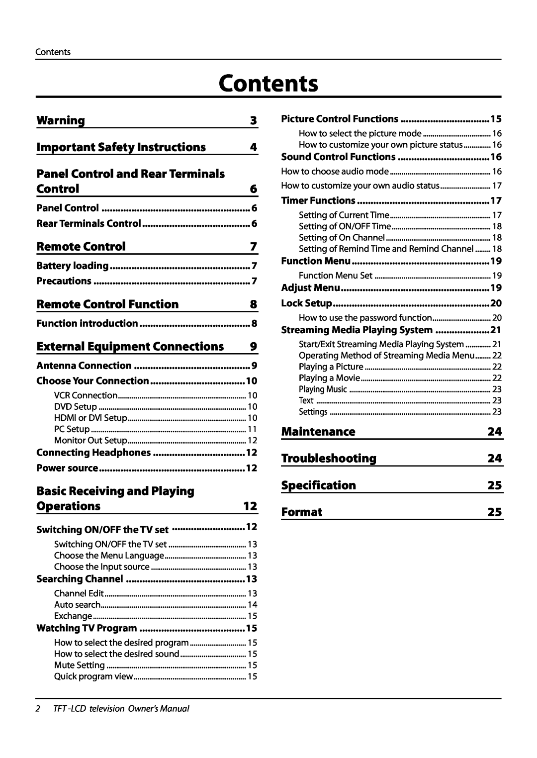 Haier L32K3 owner manual Contents 