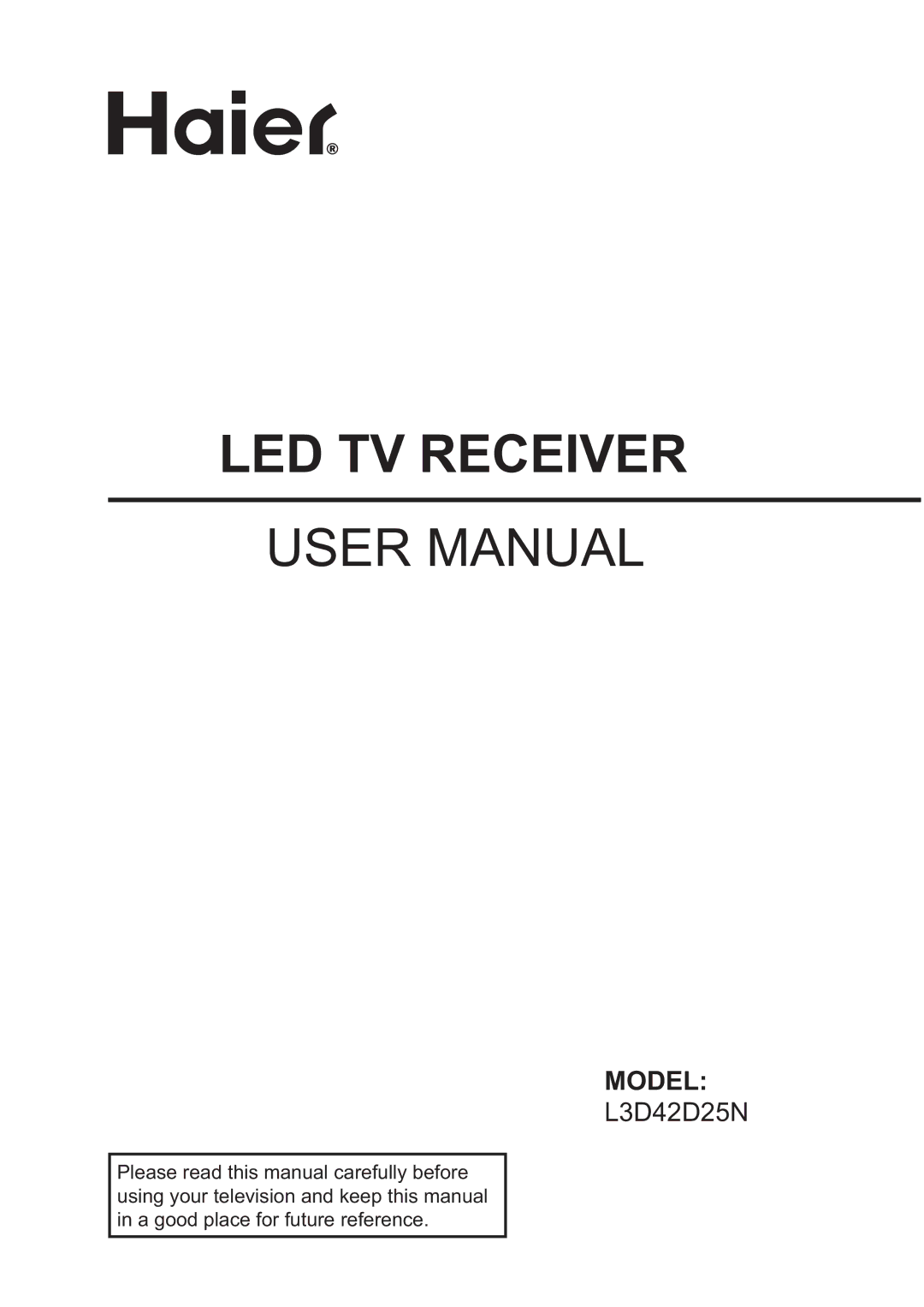 Haier L3D42D25N user manual LED TV Receiver 