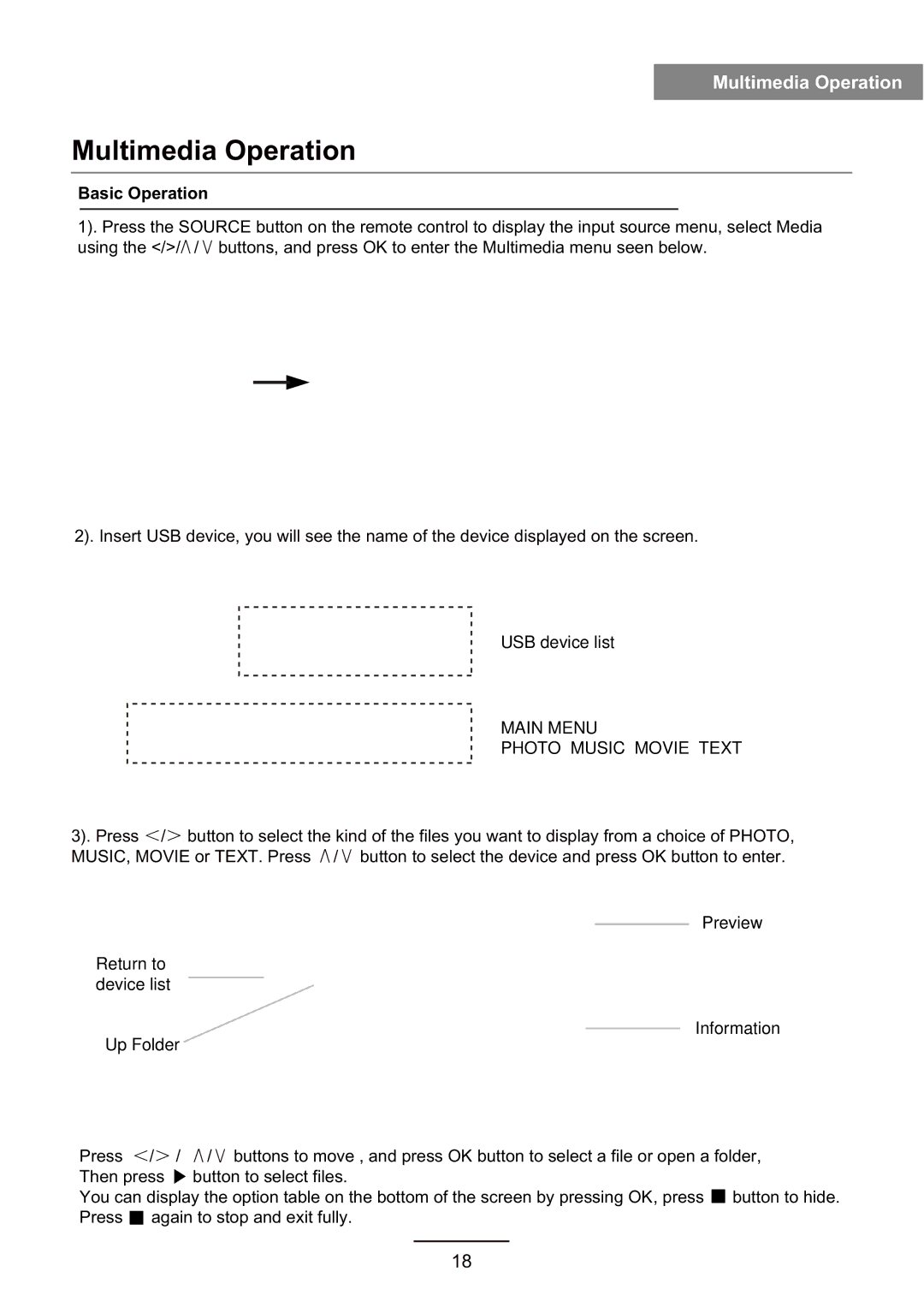 Haier L3D42D25N user manual Multimedia Operation 