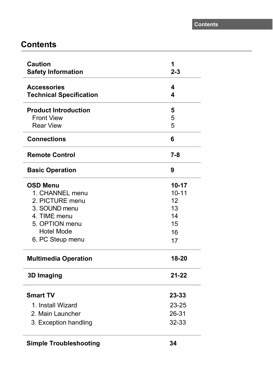 Haier L3D42D25N user manual Contents 