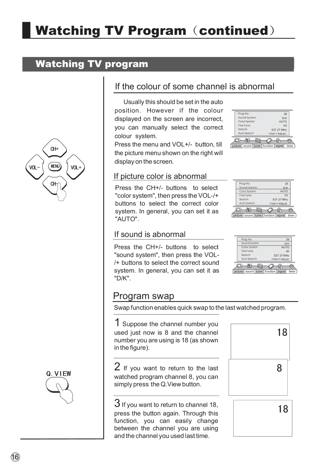 Haier L40A9-AD owner manual Program swap, If the colour of some channel is abnormal 