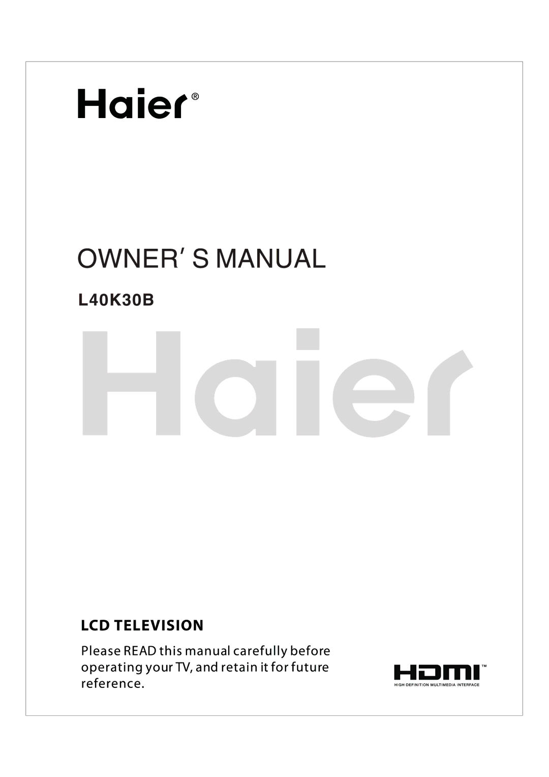 Haier L40K30B manual 