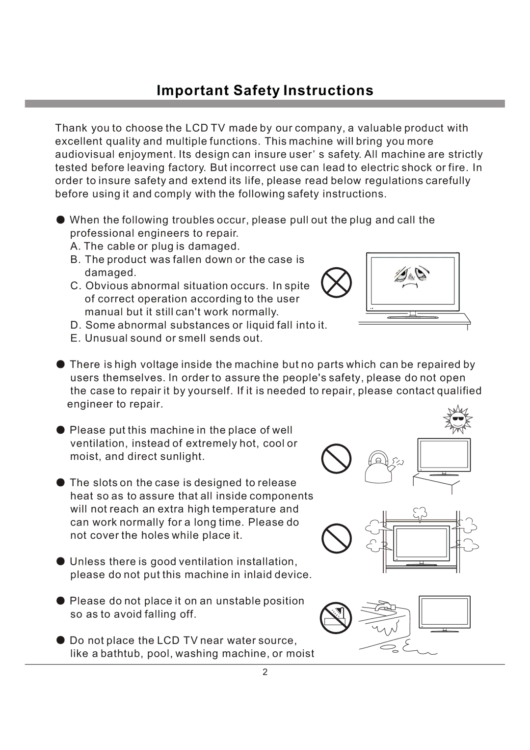 Haier L40K30B manual Important Safety Instructions 