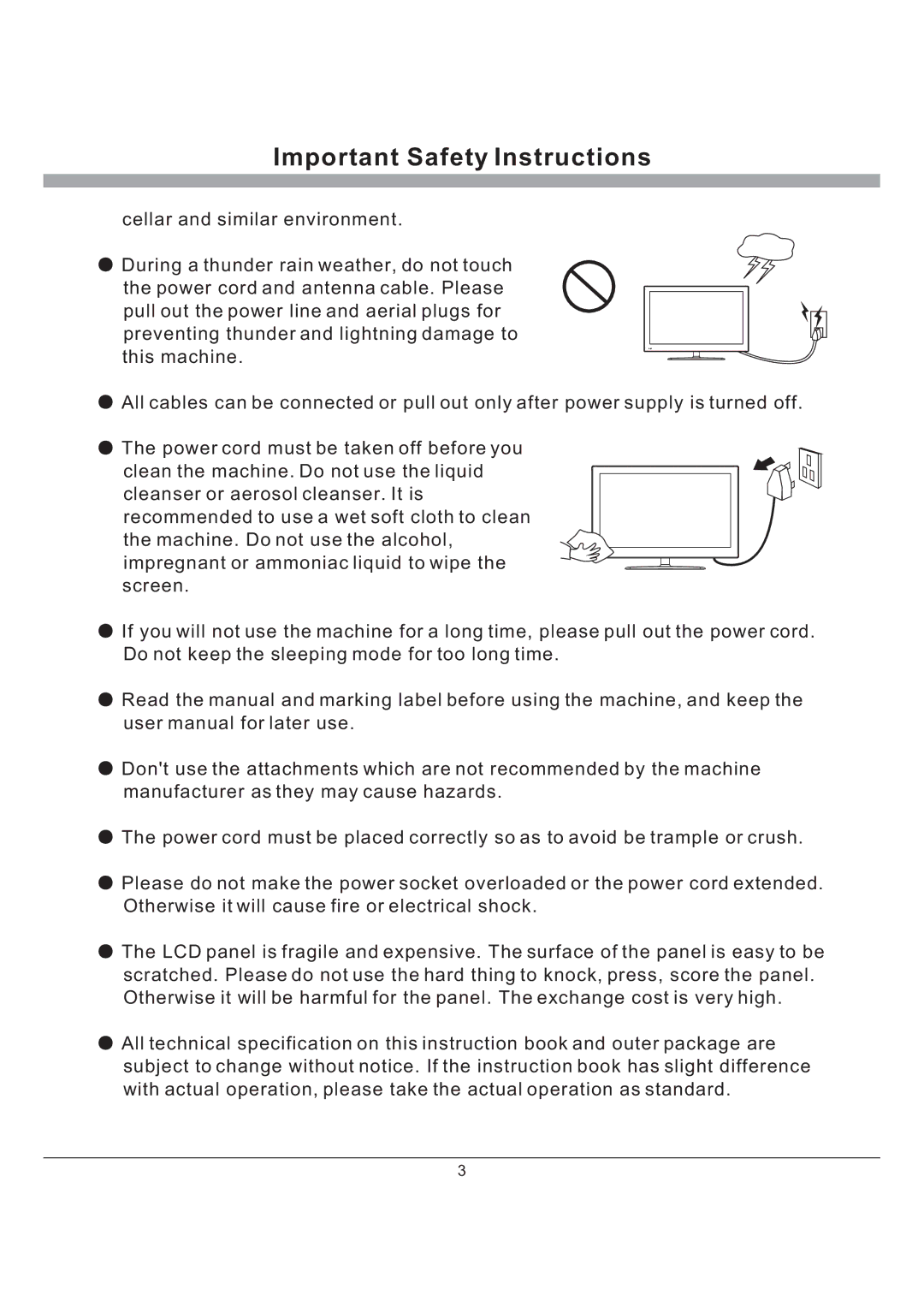 Haier L40K60B, L47K60B, L37K60B, L42K60B, L32K60B manual Important Safety Instructions 