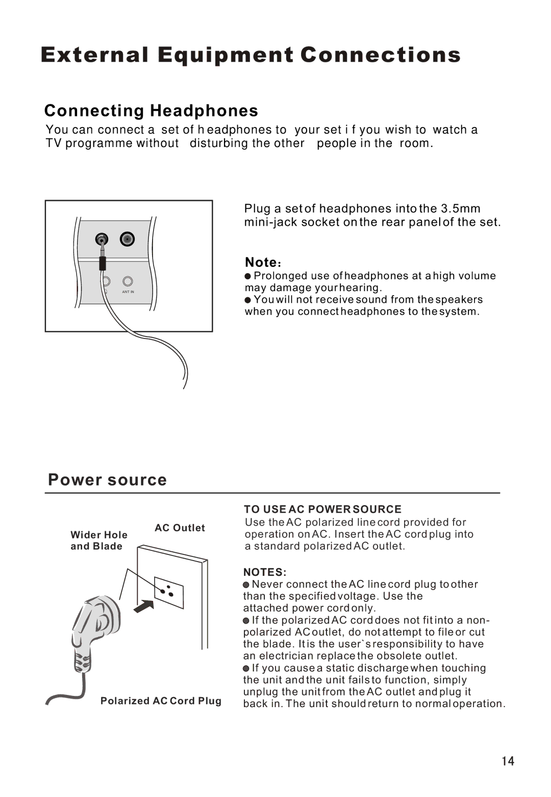 Haier L42A18 owner manual Power source 