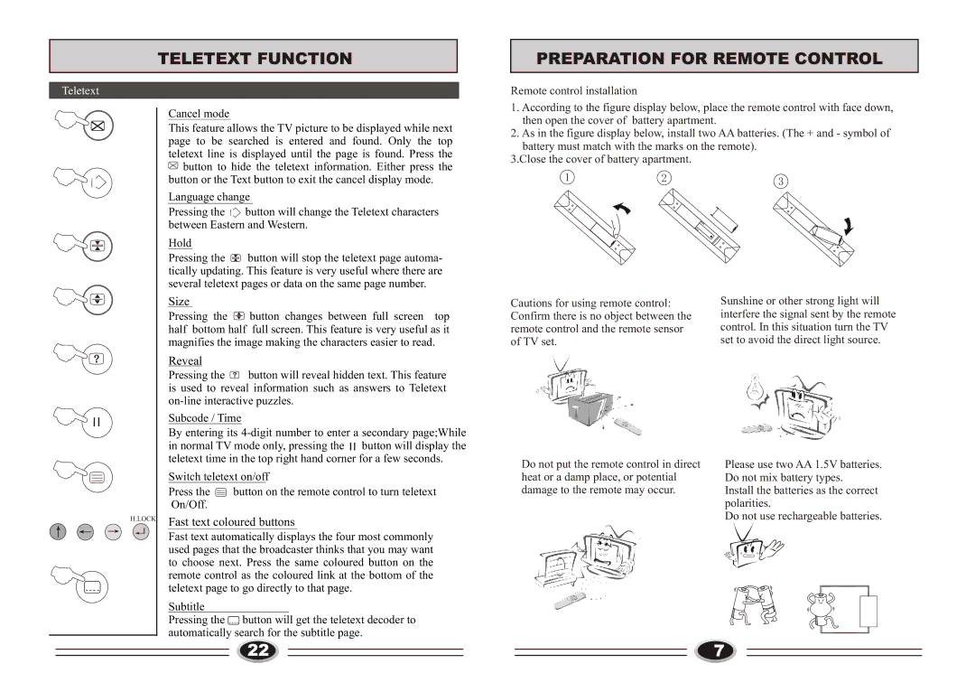 Haier L32A9A-A1, L42A9A-A1, L40A9A-A1, L37A9A-A1, L26A9A-A1 manual Teletext Function Preparation for Remote Control 