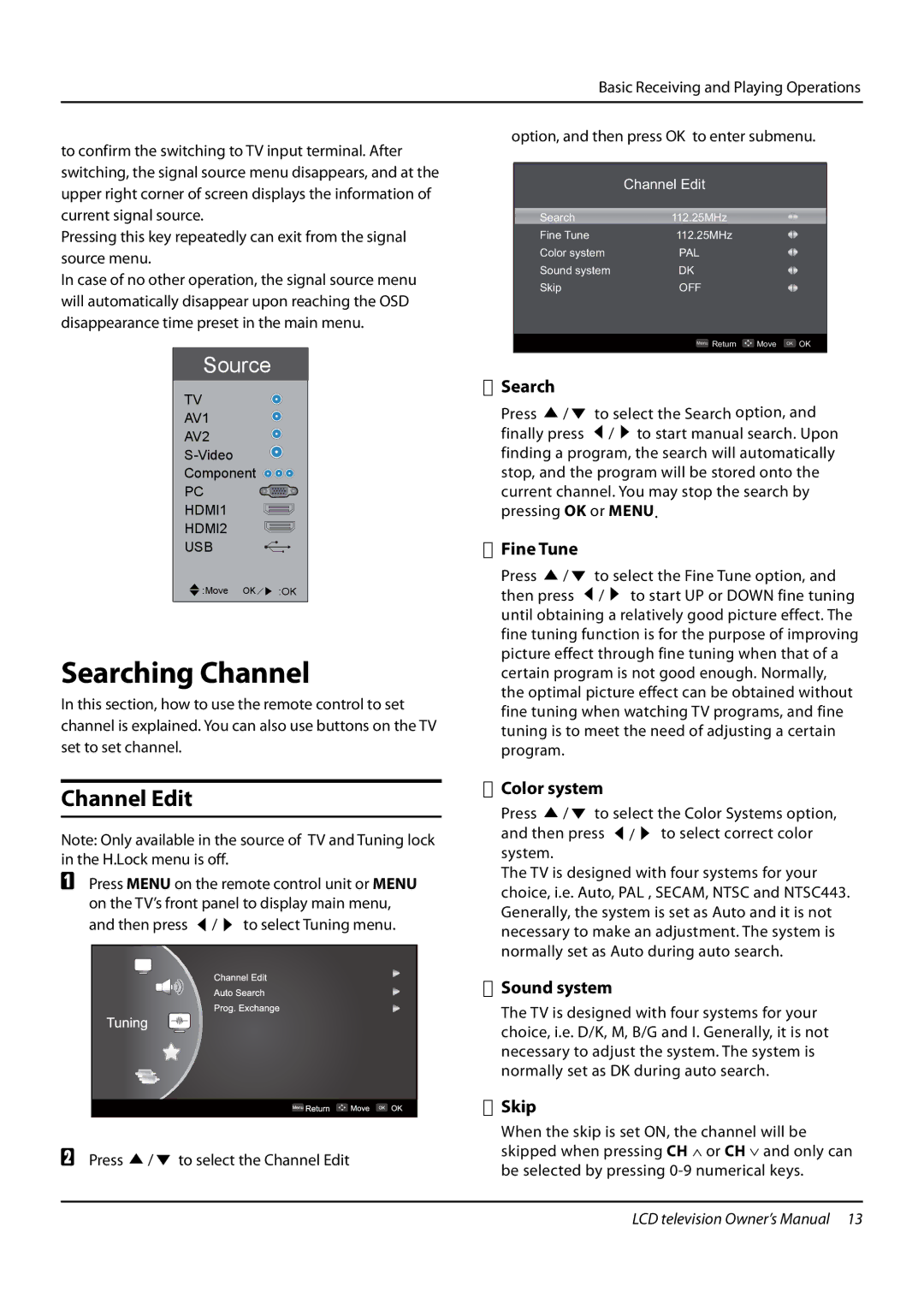 Haier L32F6, L42F6, L26F6 owner manual Searching Channel, Channel Edit 