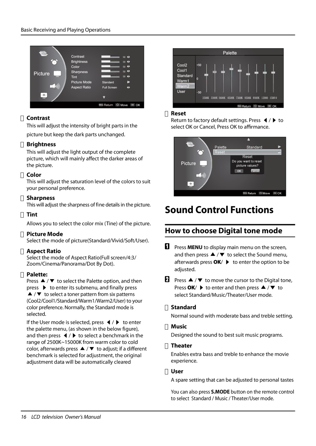 Haier L32F6, L42F6, L26F6 owner manual How to choose Digital tone mode 