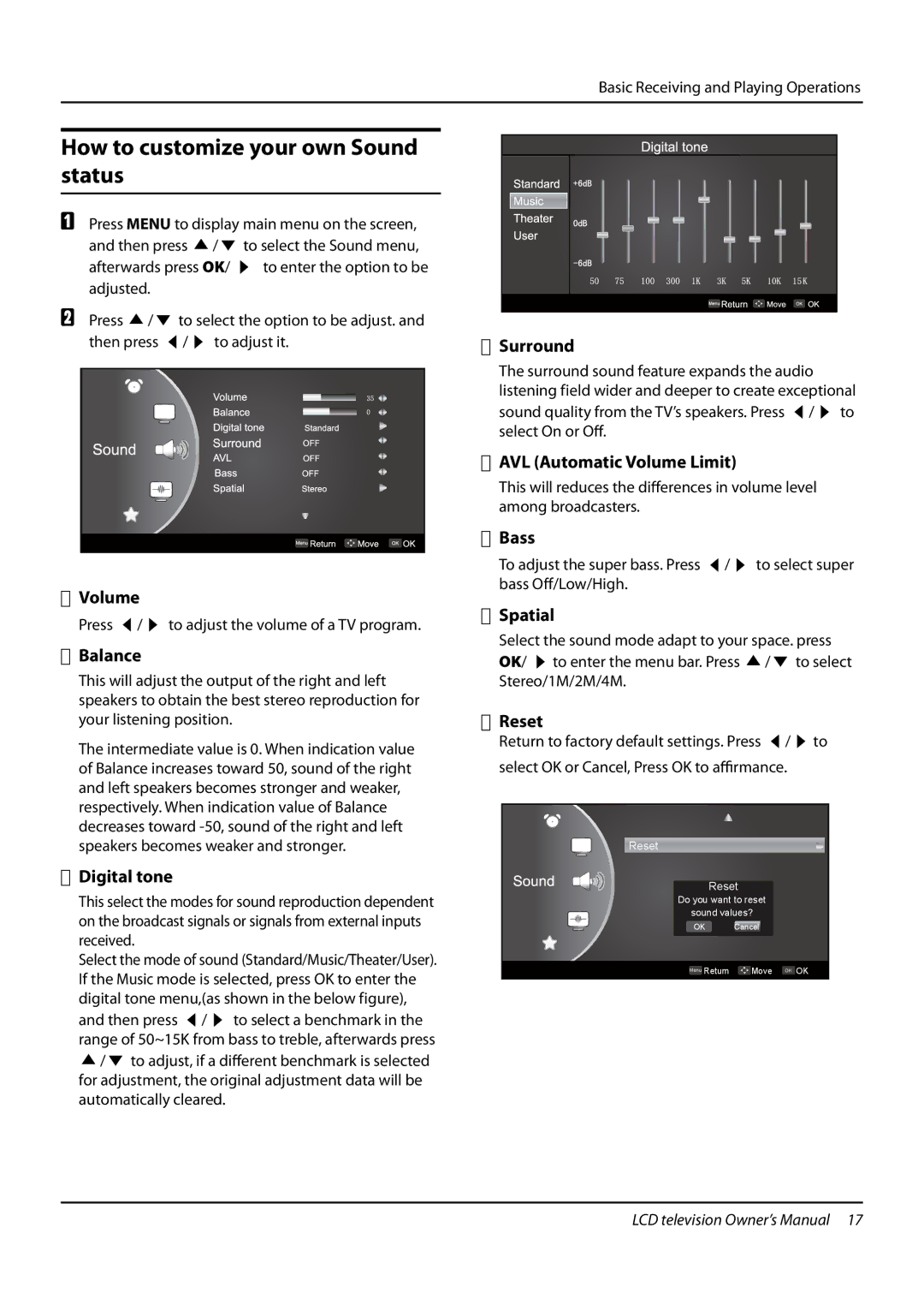 Haier L26F6, L42F6, L32F6 owner manual How to customize your own Sound status 