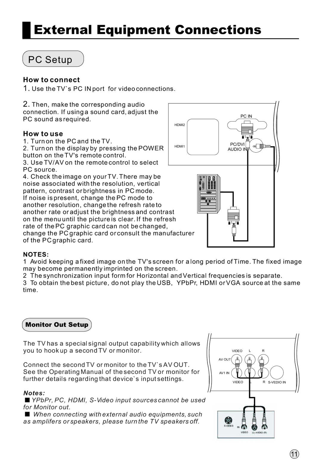 Haier L40H8, L42H8, L32H8 owner manual PC Setup, Monitor Out Setup 