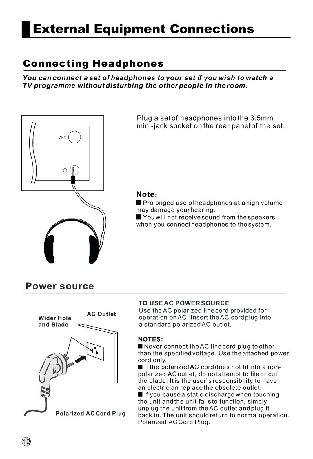 Haier L32H8, L42H8, L40H8 owner manual Connecting Headphones 