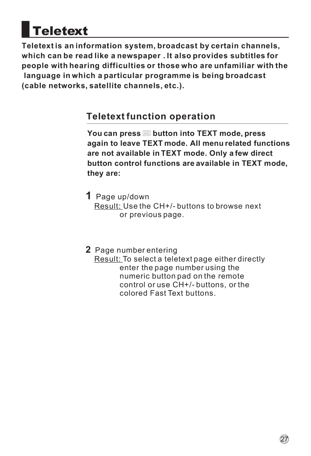 Haier L32H8, L42H8, L40H8 owner manual Teletext function operation 