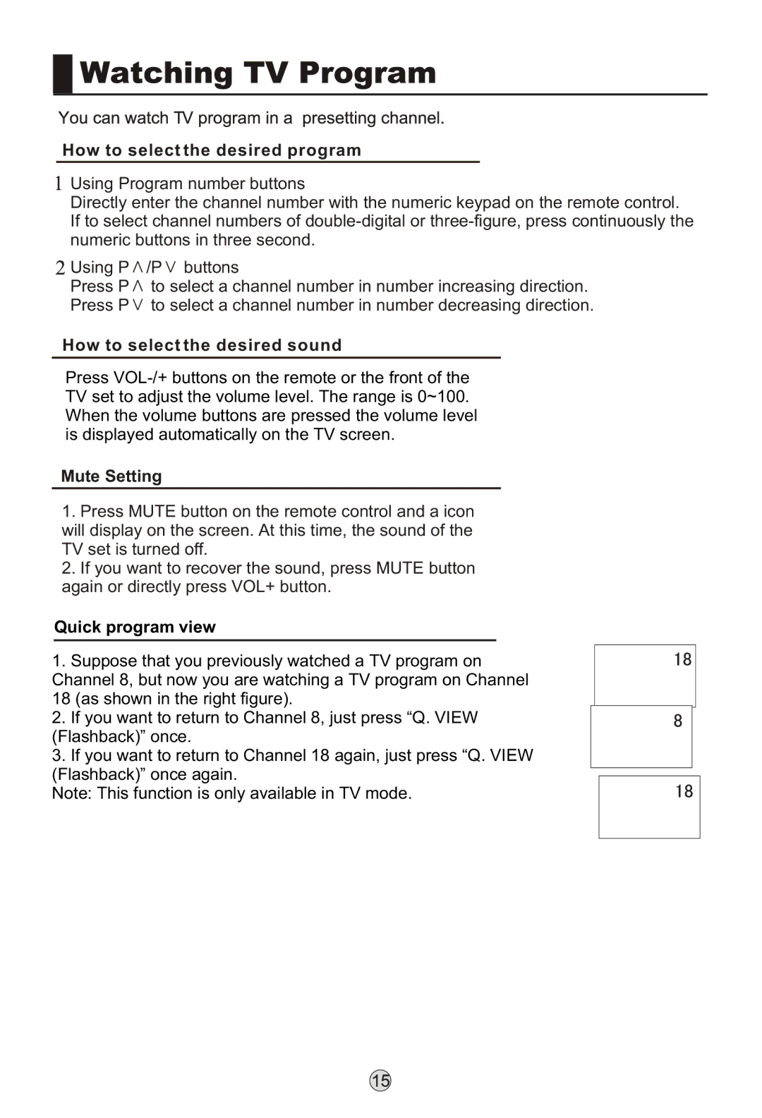 Haier L26K3, L42K3 How to select the desired program, How to select the desired sound, Mute Setting, Quick program view 