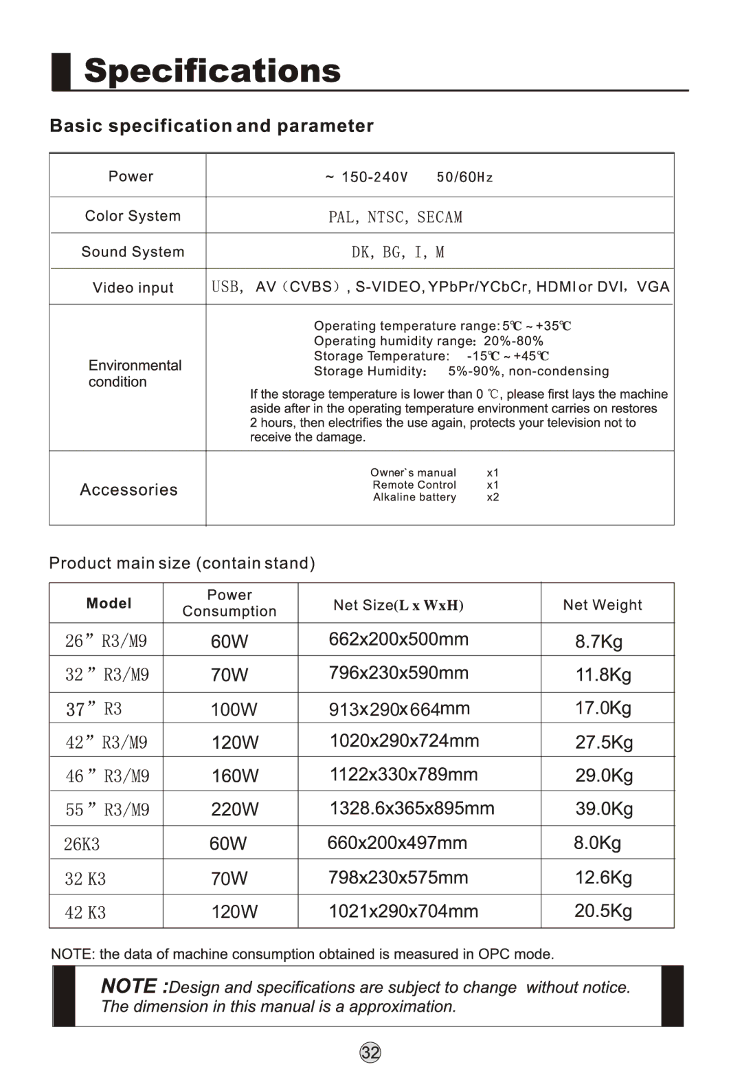 Haier LB37R3, L42K3, L26K3 manual 100W 913 290 17.0 120 