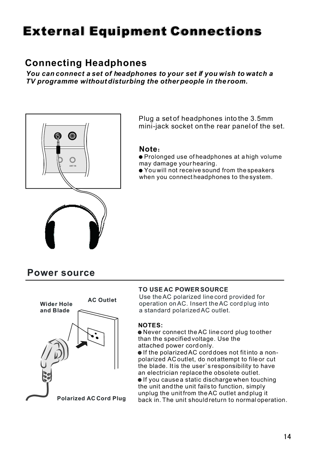 Haier L42V6-A8 S owner manual Connecting Headphones 