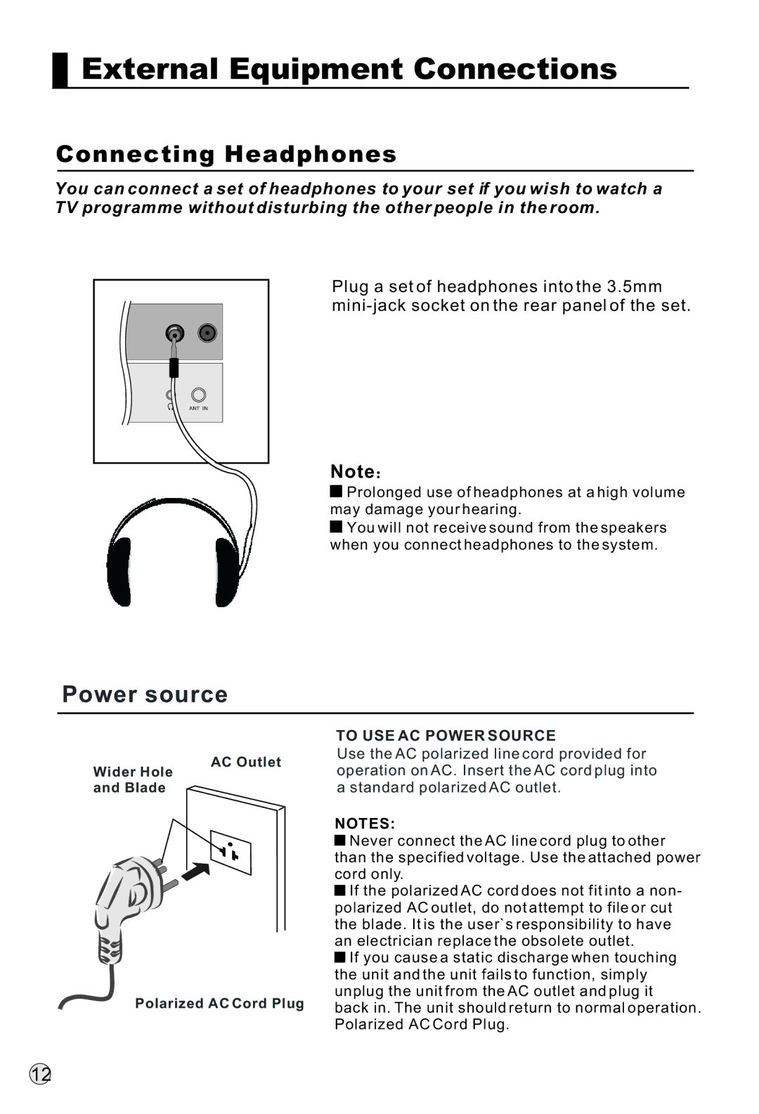 Haier L37A18-AK, L47A18-AK, L42A18-AK, L52A18-A owner manual Connecting Headphones 