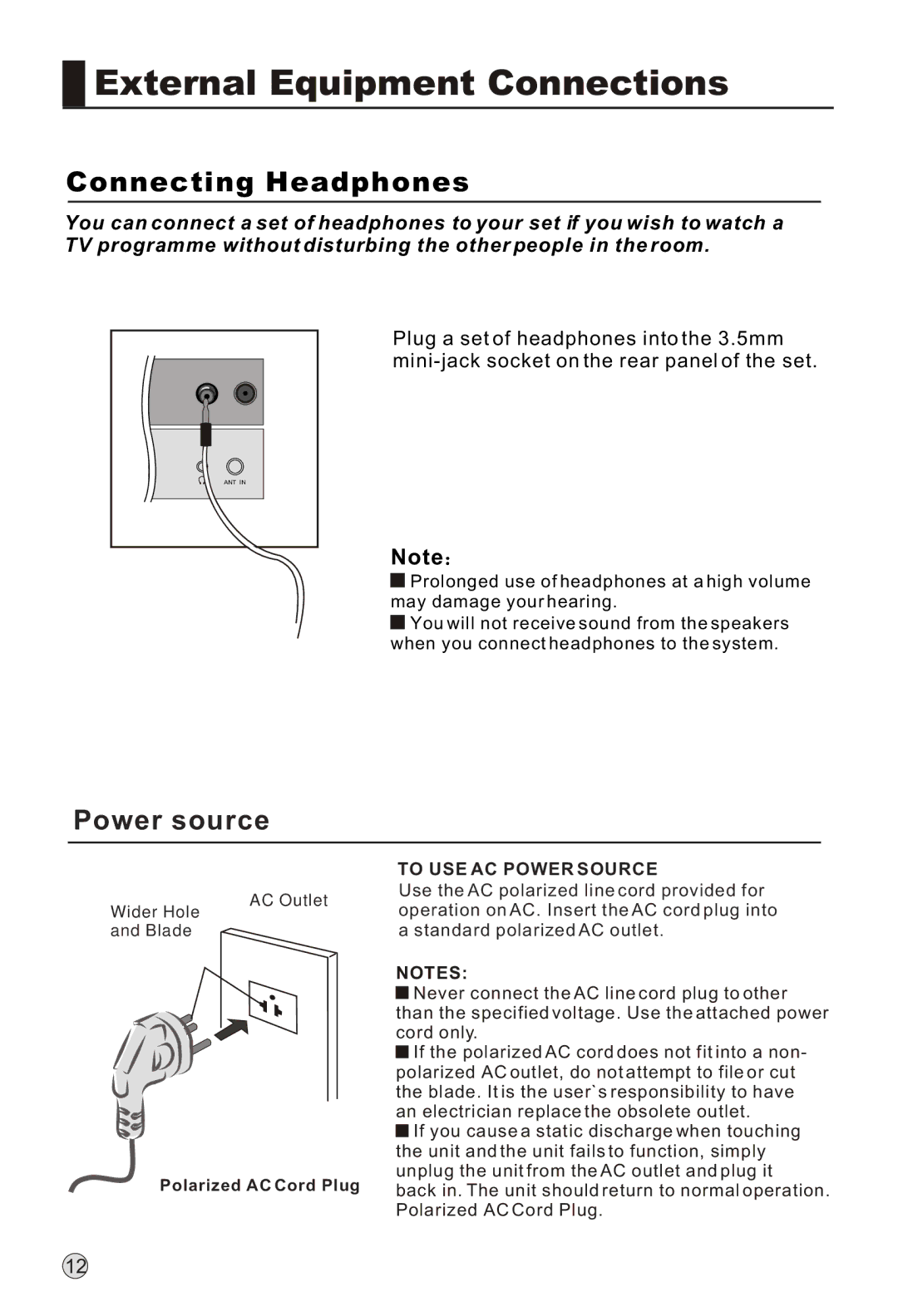 Haier L52A18-AK, L42A18-A owner manual Power source 