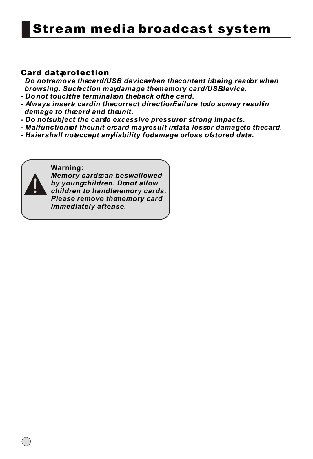 Haier L52A18-AK, L42A18-A owner manual Card data protection 