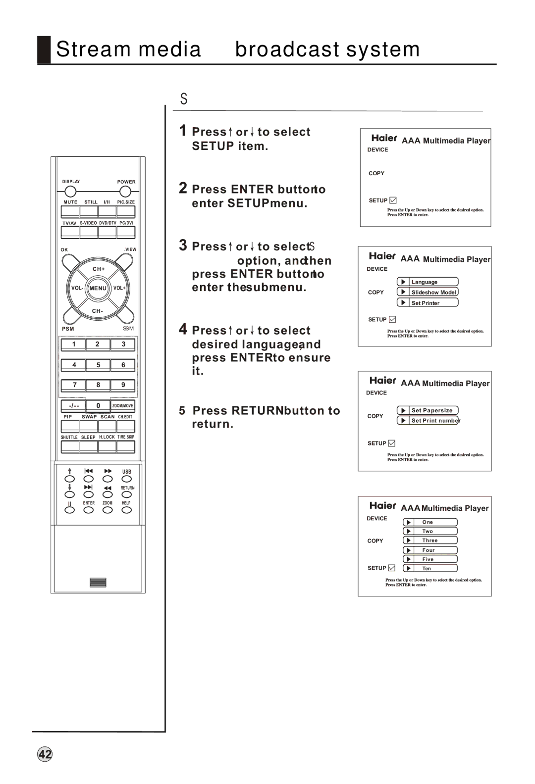 Haier L52A18-AK, L42A18-A owner manual Set Printer 