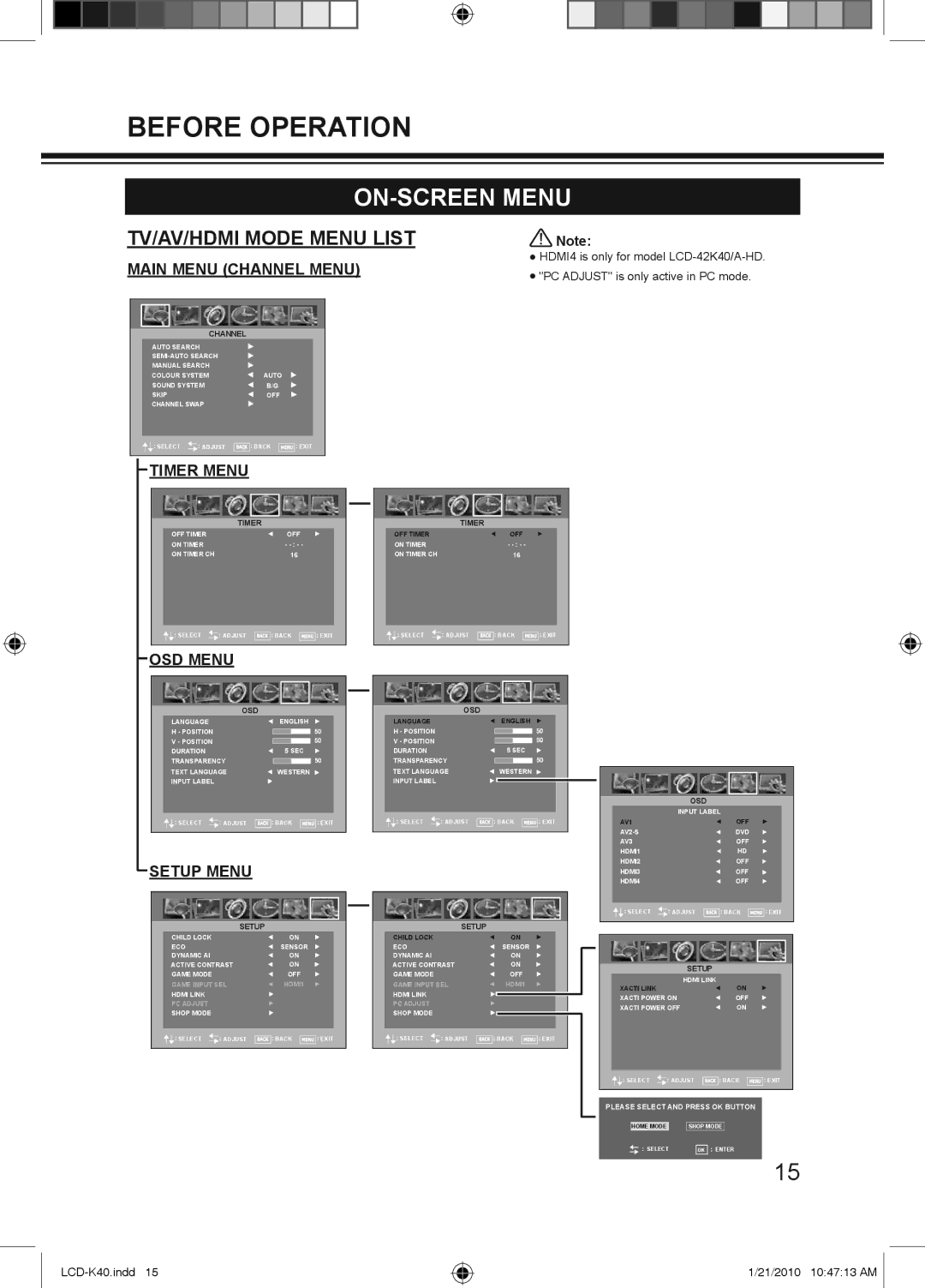 Haier LCD-42K40A-HD, LCD-42K40-HD, LCD-32K40A owner manual Timer Menu 