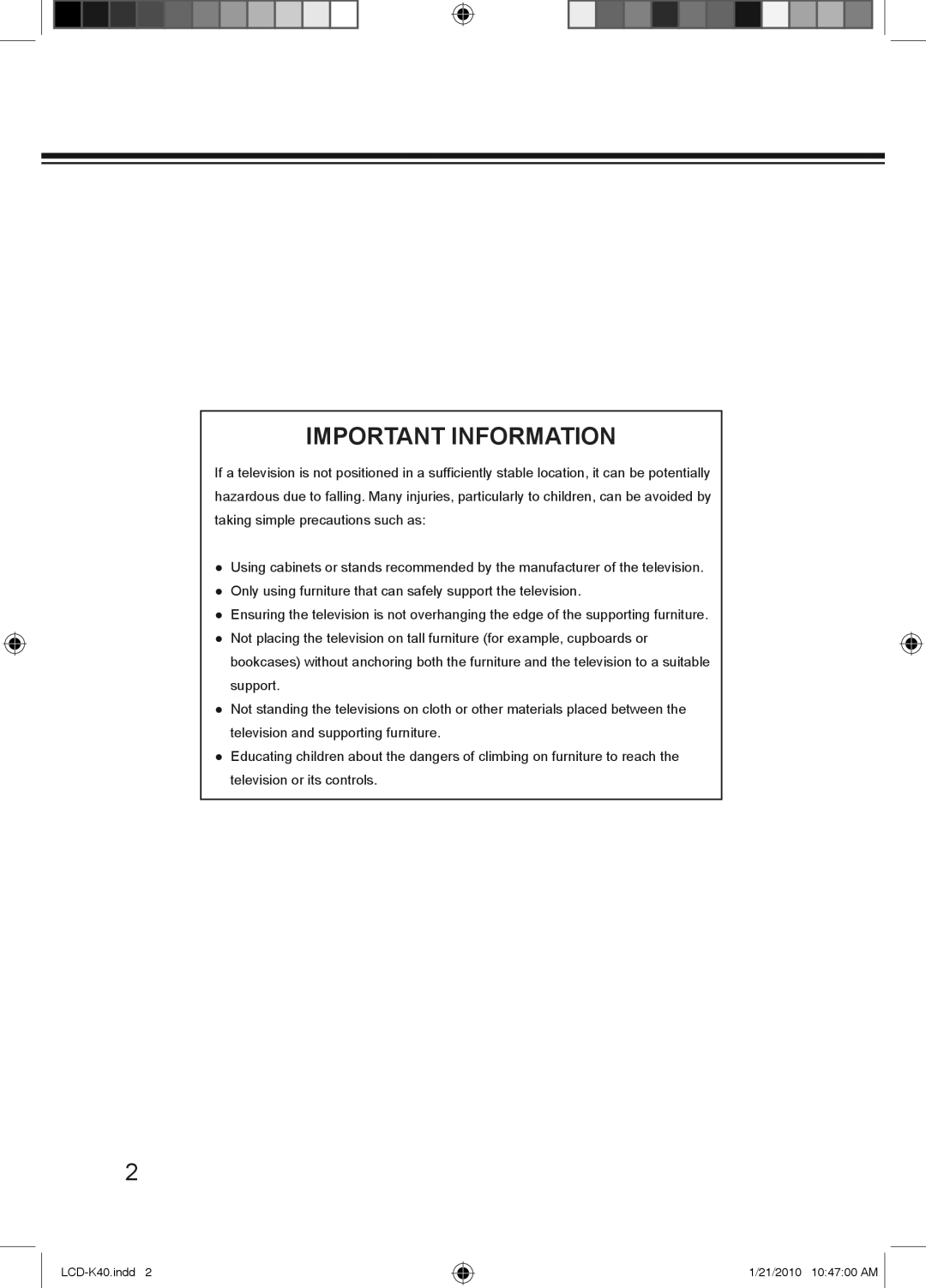 Haier LCD-32K40A, LCD-42K40A-HD, LCD-42K40-HD owner manual Important Information 