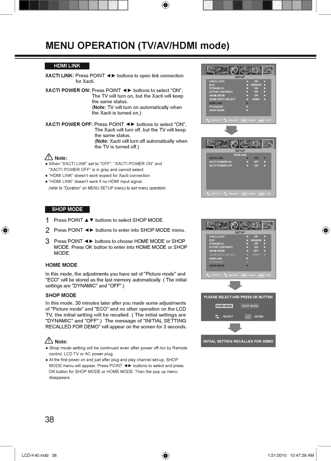 Haier LCD-32K40A, LCD-42K40A-HD, LCD-42K40-HD owner manual Hdmi Link, Mode 