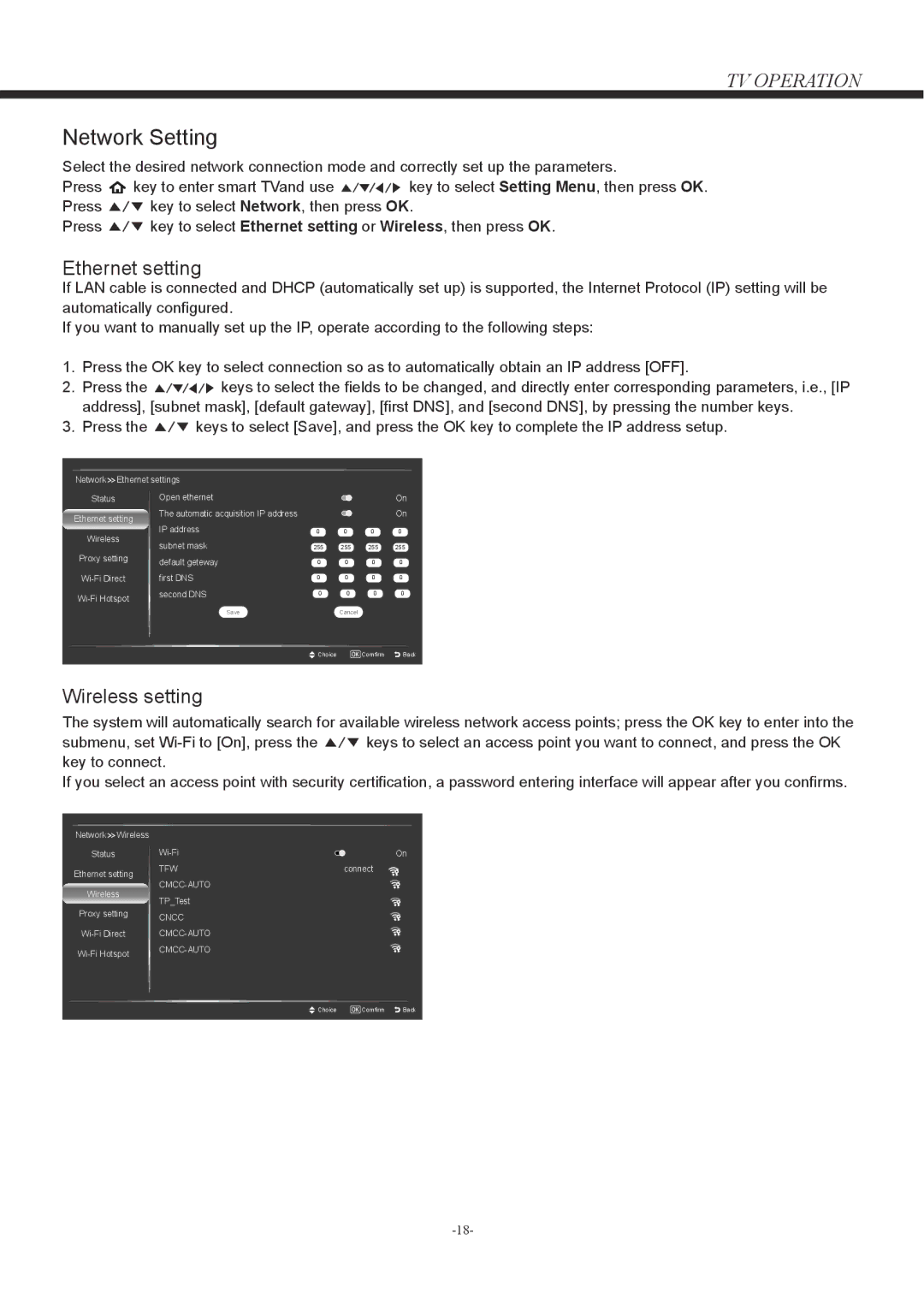 Haier LD42U7000, LD50U7000 owner manual Network Setting 