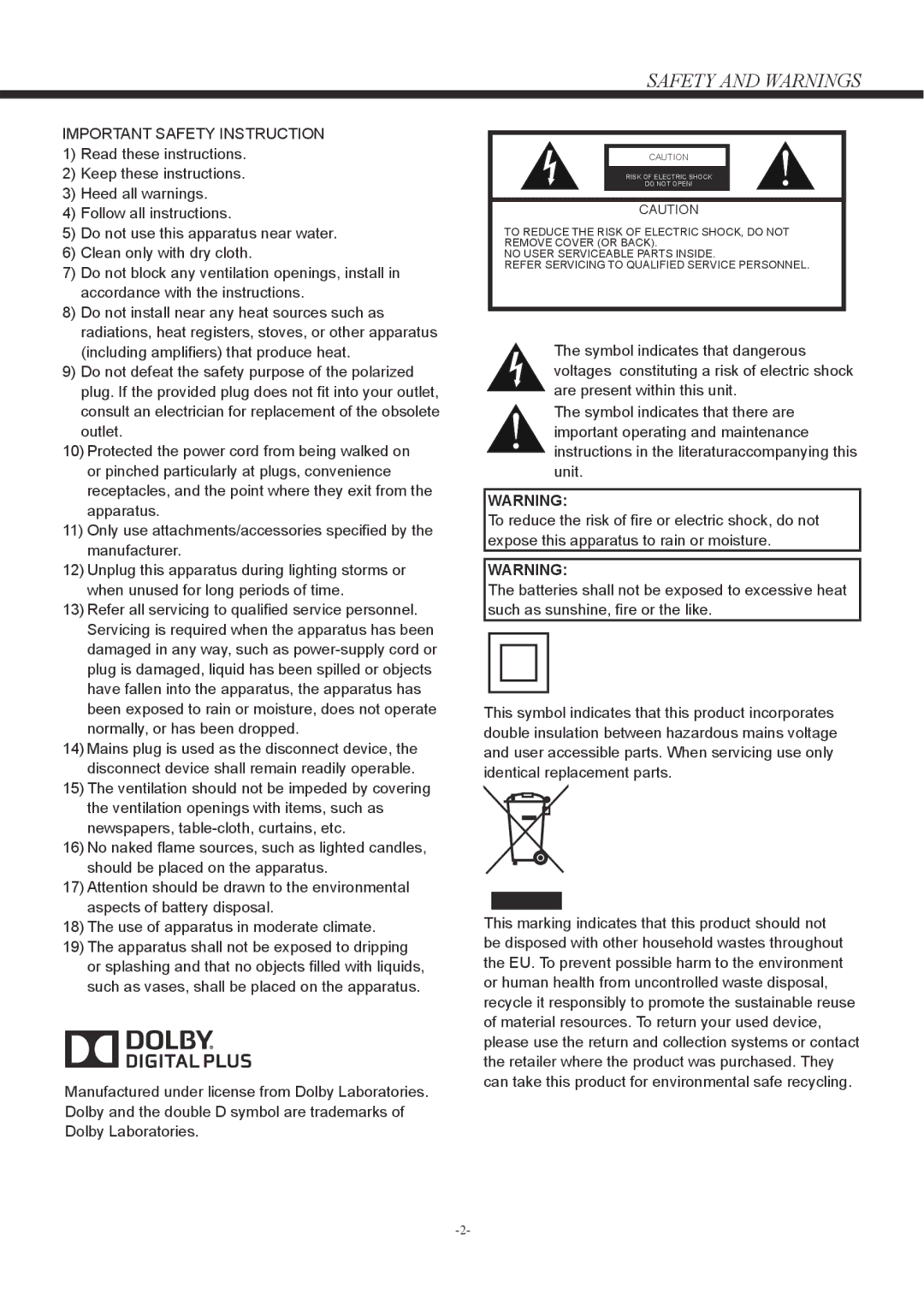 Haier LD42U7000, LD50U7000 owner manual Safety and Warnings 