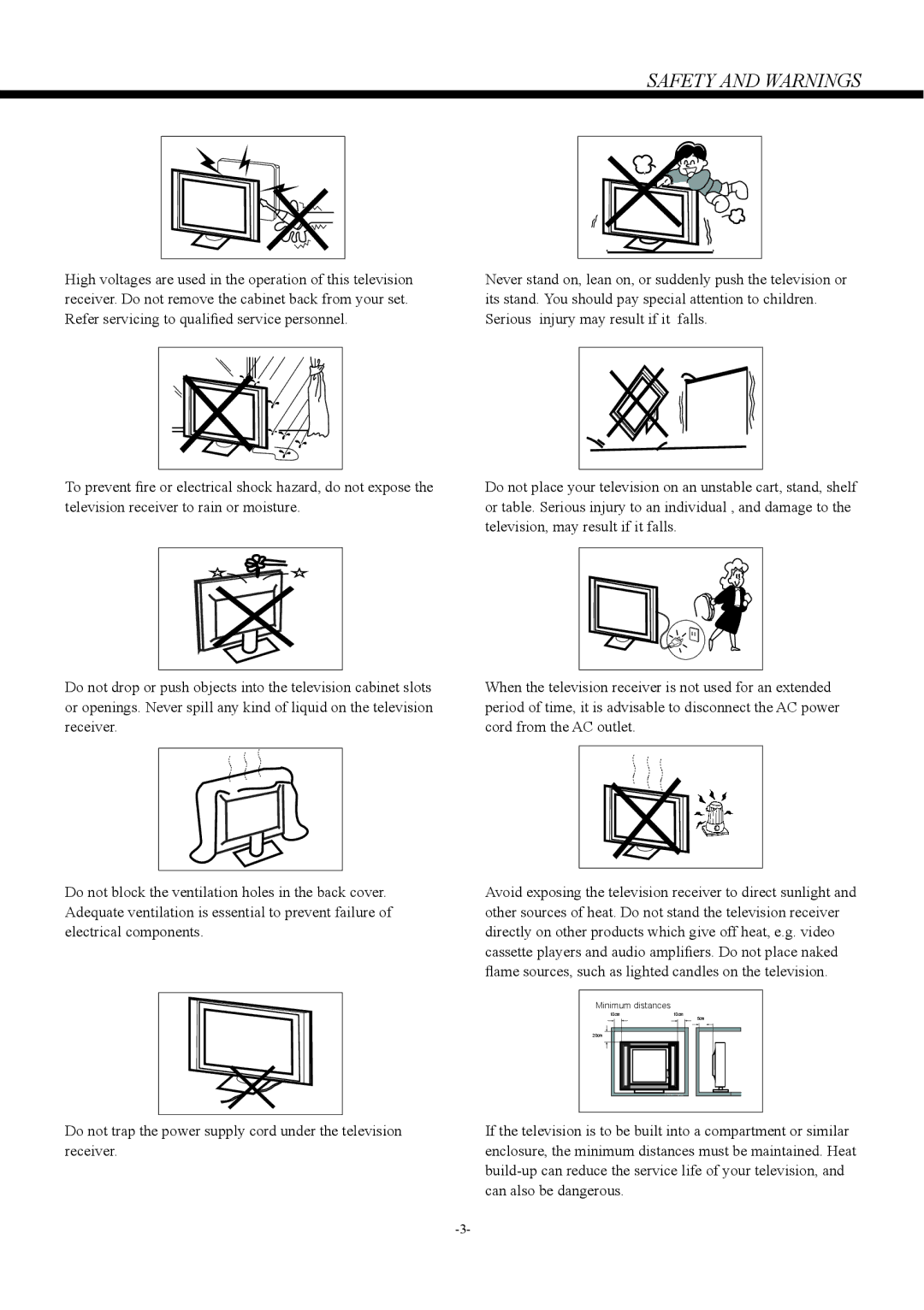 Haier LD50U7000, LD42U7000 owner manual Minimum distances 