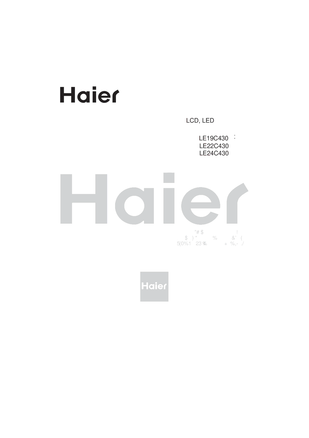 Haier LE24C430, LE22C430, LE19C430 owner manual Lcd, Led 