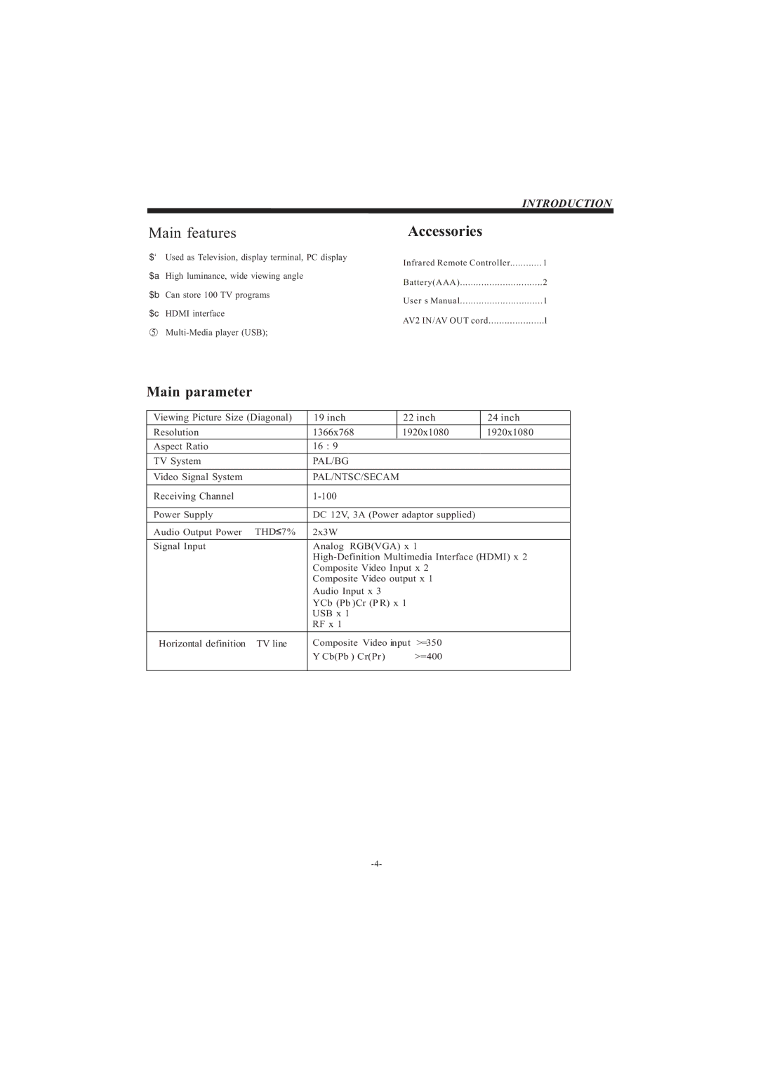 Haier LE19C430, LE22C430, LE24C430 owner manual Accessories 