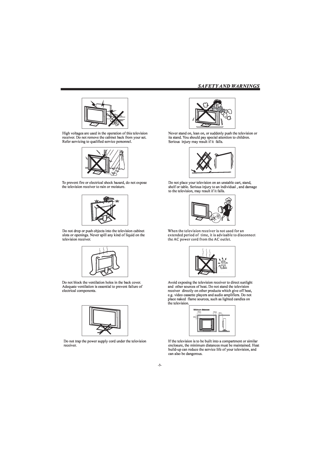 Haier LE24C430, LE22C430, LE19C430 Safety And Warnings, Do not trap the power supply cord under the television receiver 