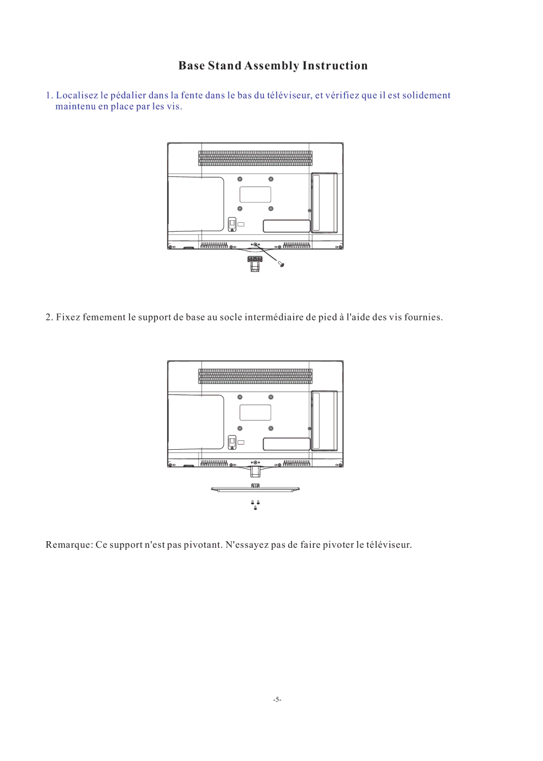 Haier LE22F33800 manual Base Stand Assembly Instruction 