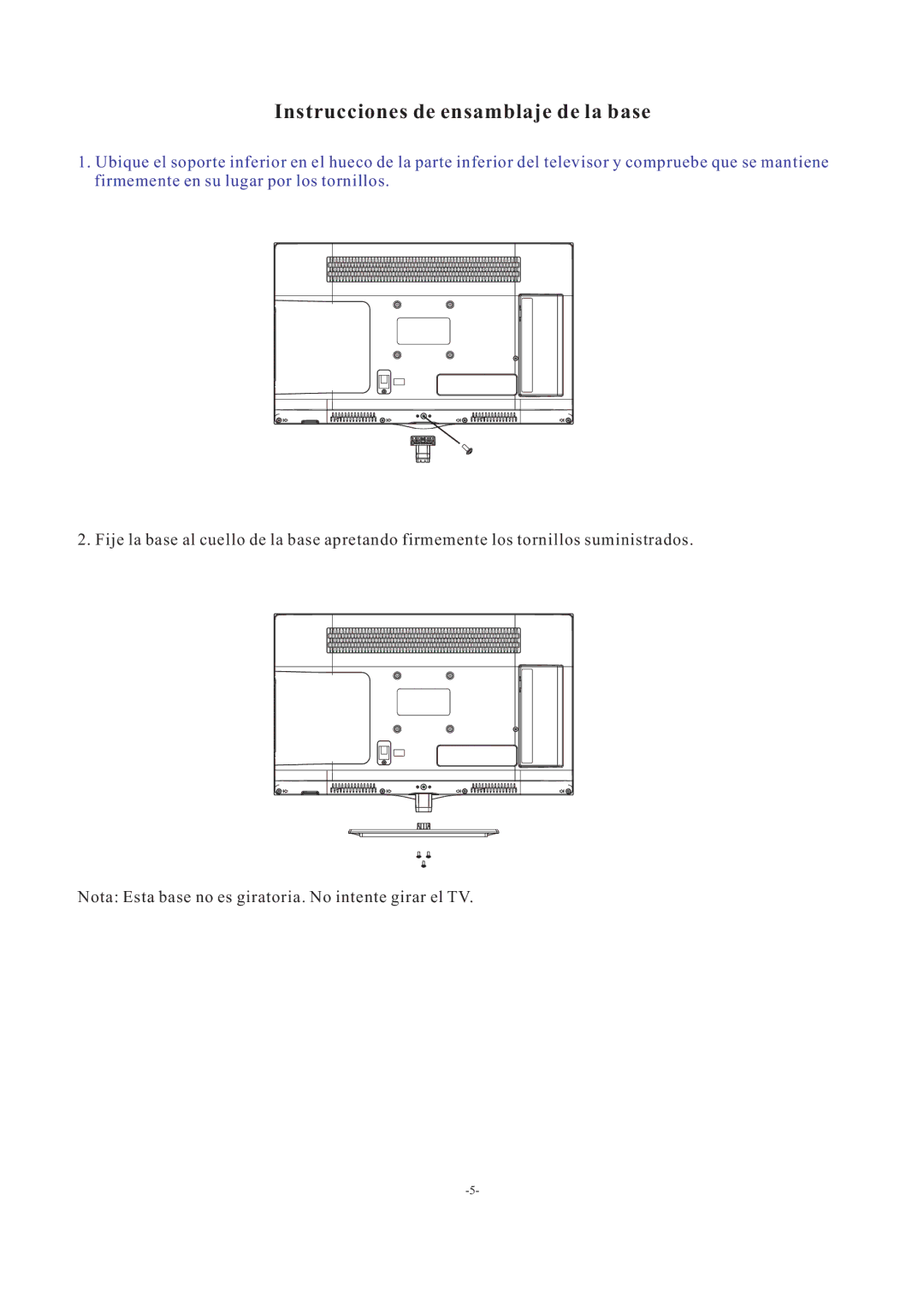 Haier LE22F33800 manual Instrucciones de ensamblaje de la base 