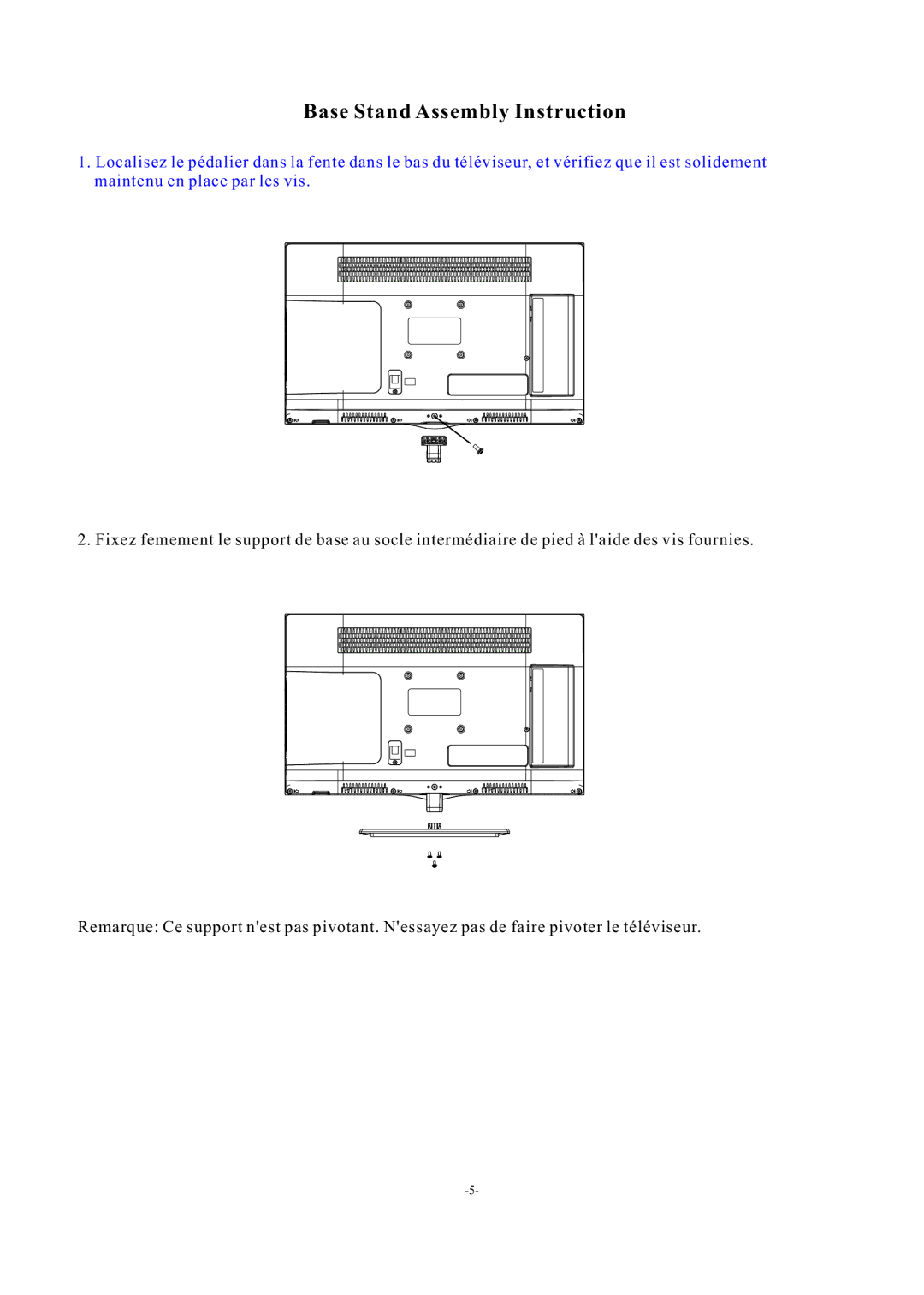 Haier LE24H3380 manual Base Stand Assembly Instruction 