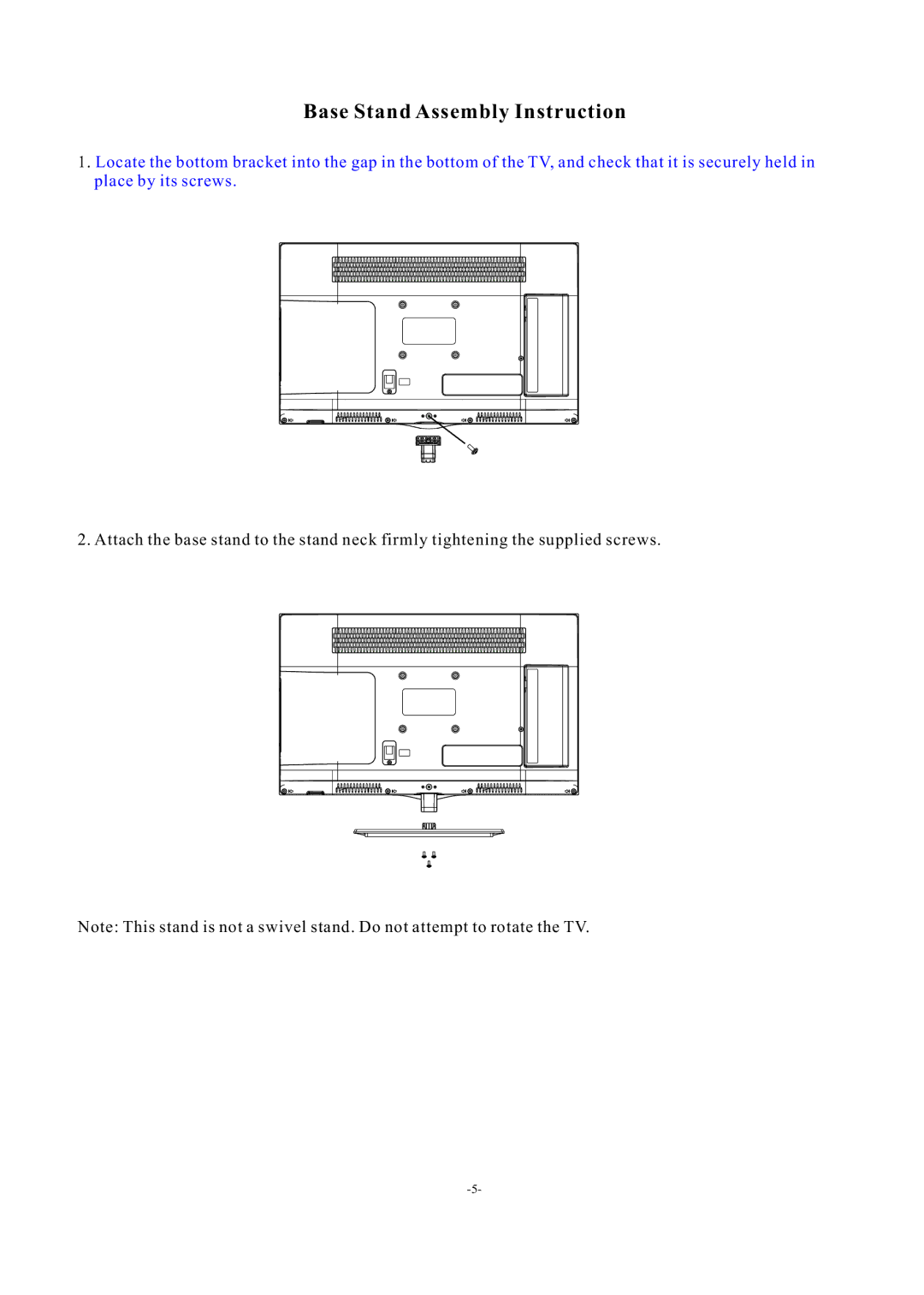 Haier LE24H3380 manual Base Stand Assembly Instruction 