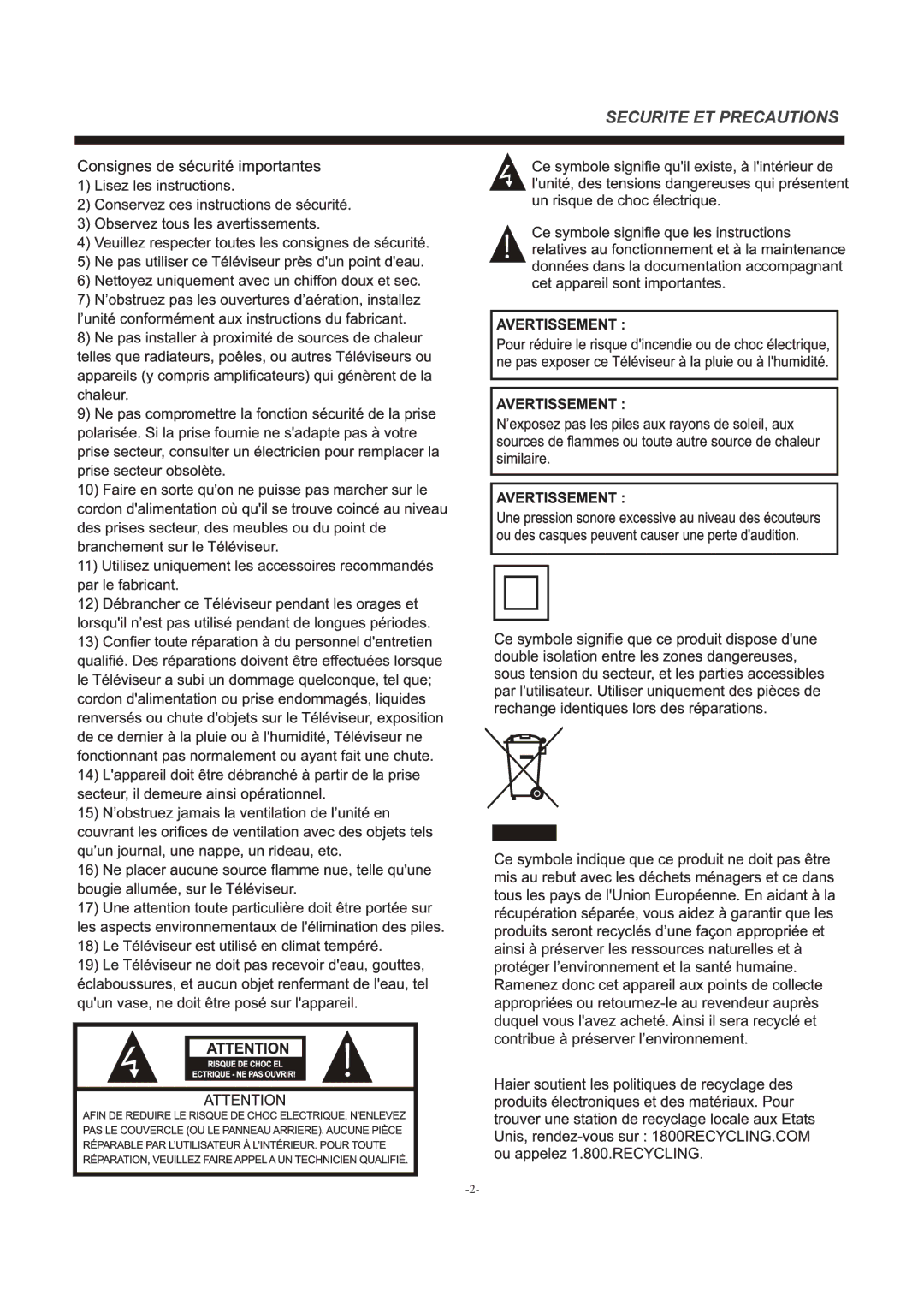 Haier LE29F2320 manual 