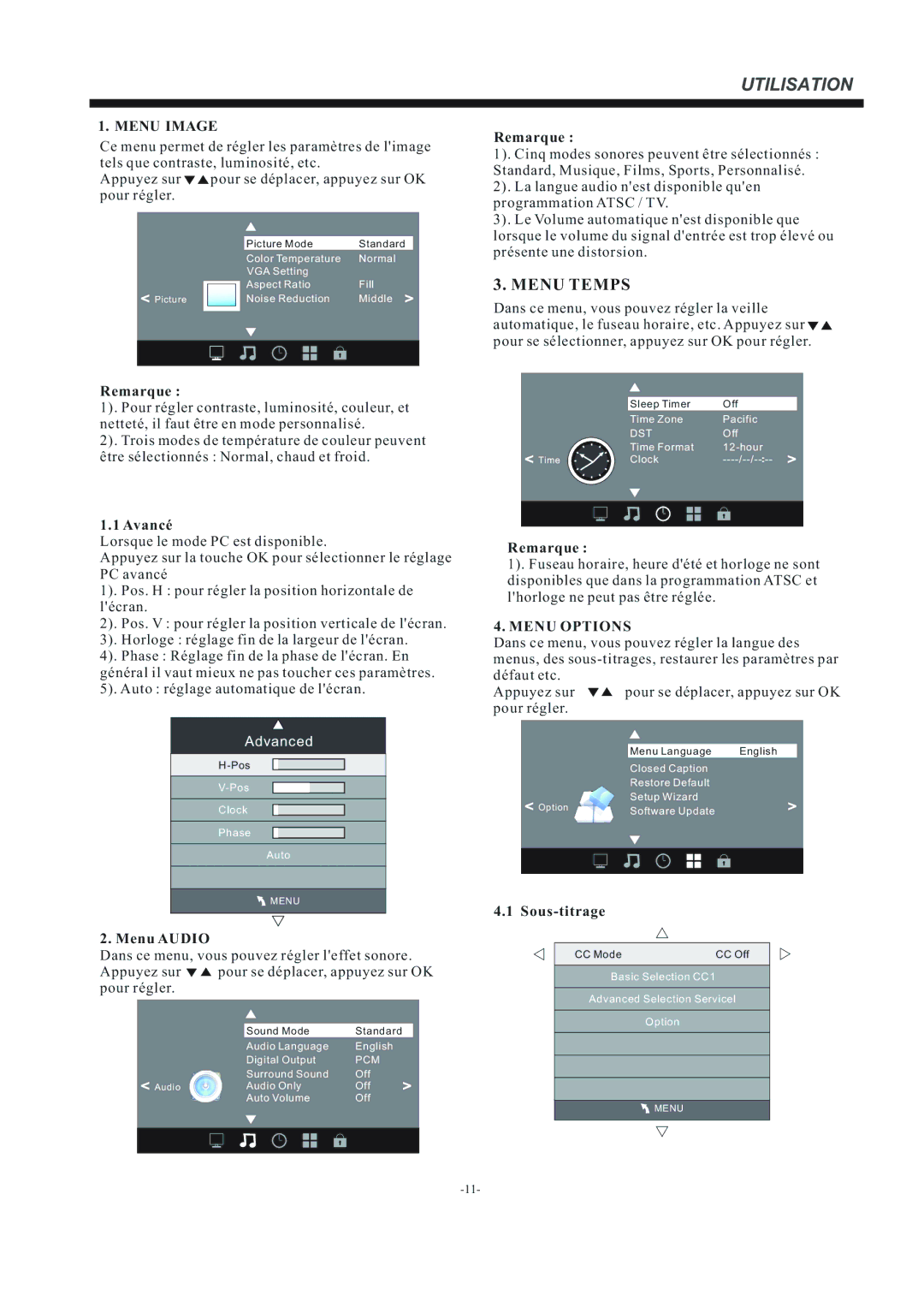 Haier LE29F2320 manual Menu Image, Menu Options 