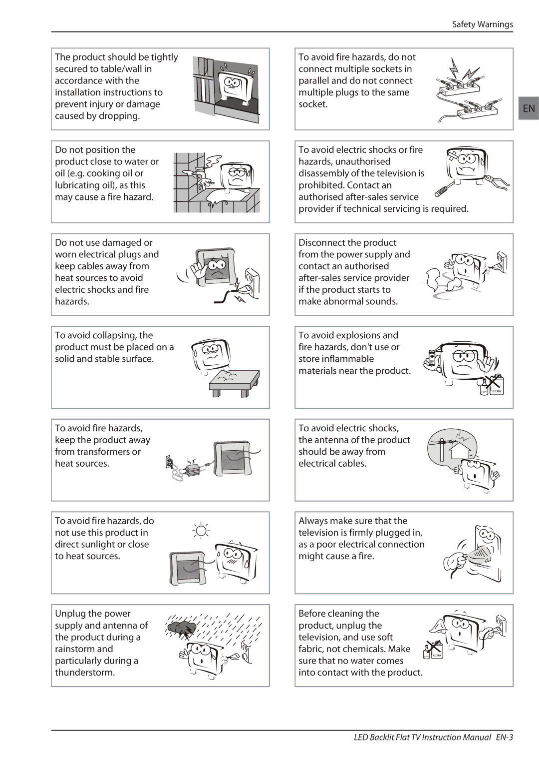 Haier LE32F600 Provider if technical servicing is required, Sure that no water comes into contact with the product 