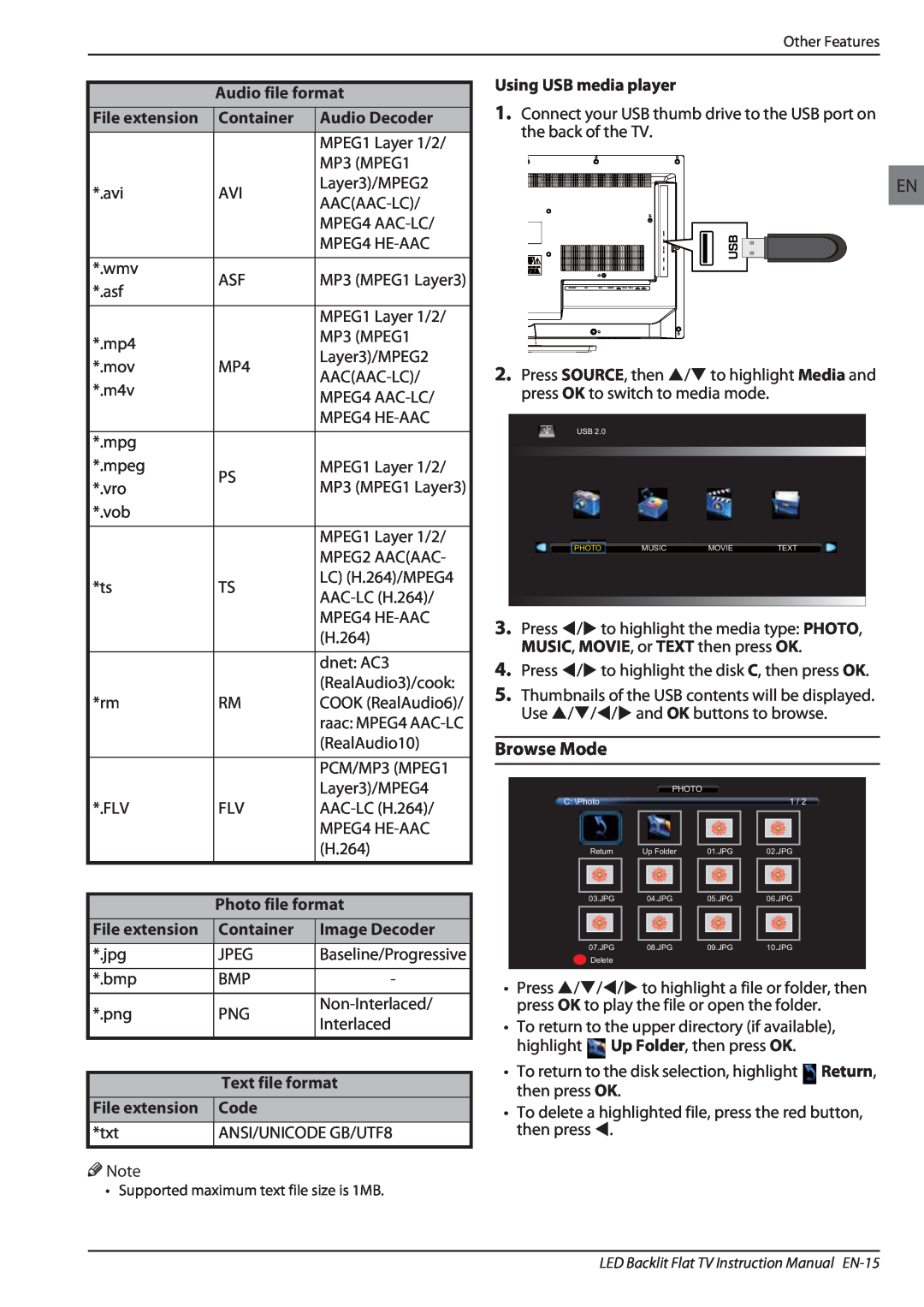 Haier LE32F600, LE32A650 owner manual Browse Mode, Press W/X to highlight the disk C, then press OK 