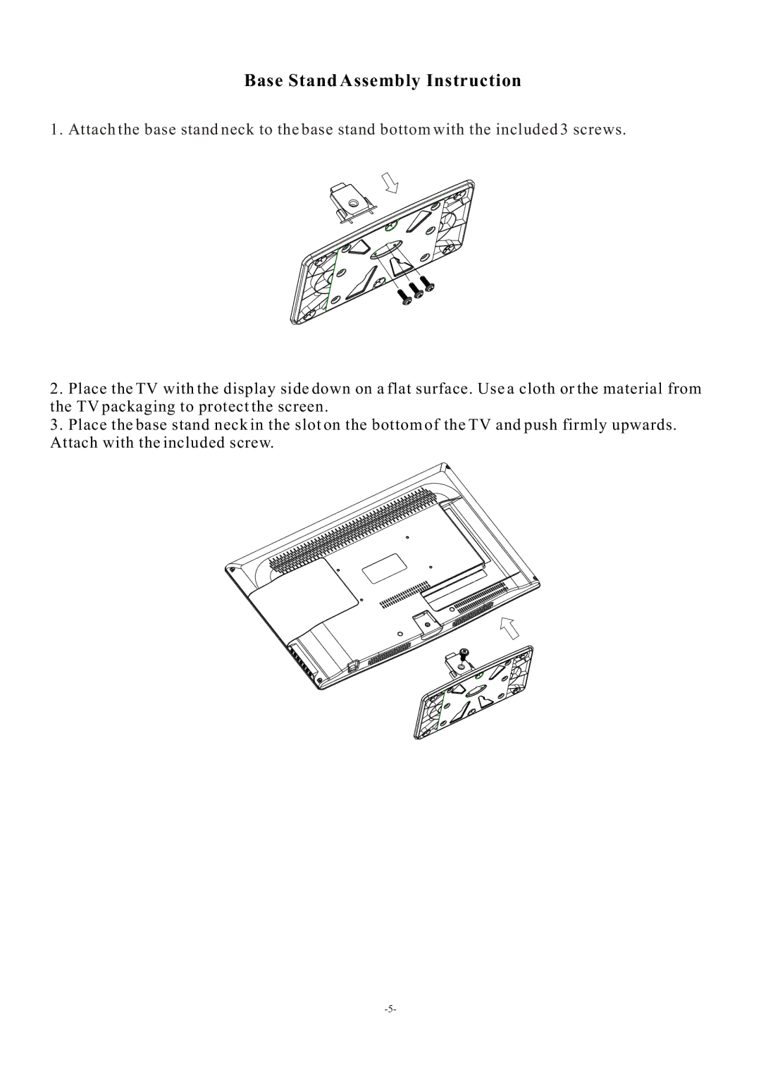 Haier LE32B13200, LE26B13200 manual Base Stand Assembly Instruction 