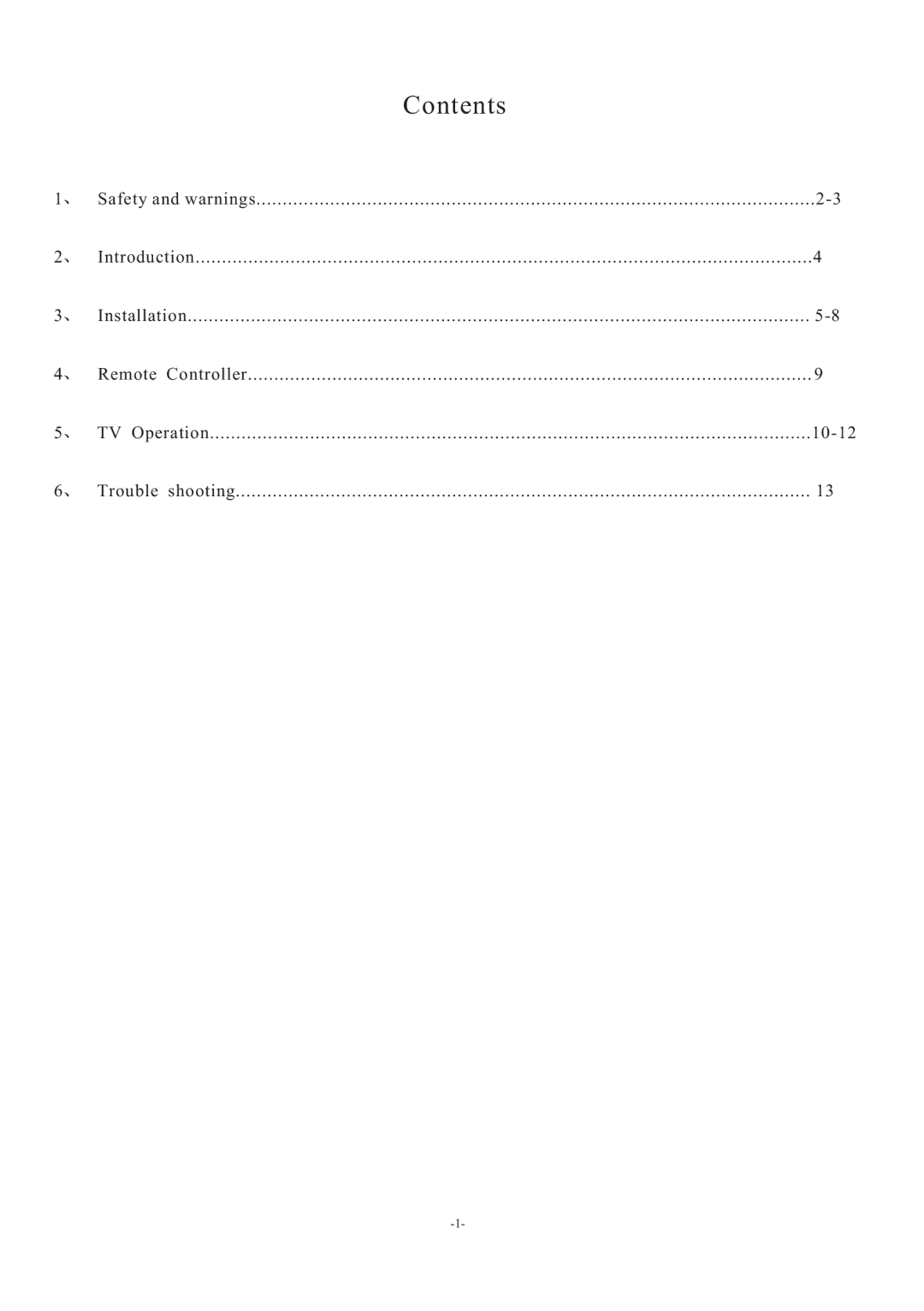 Haier LE32C430 owner manual Contents 