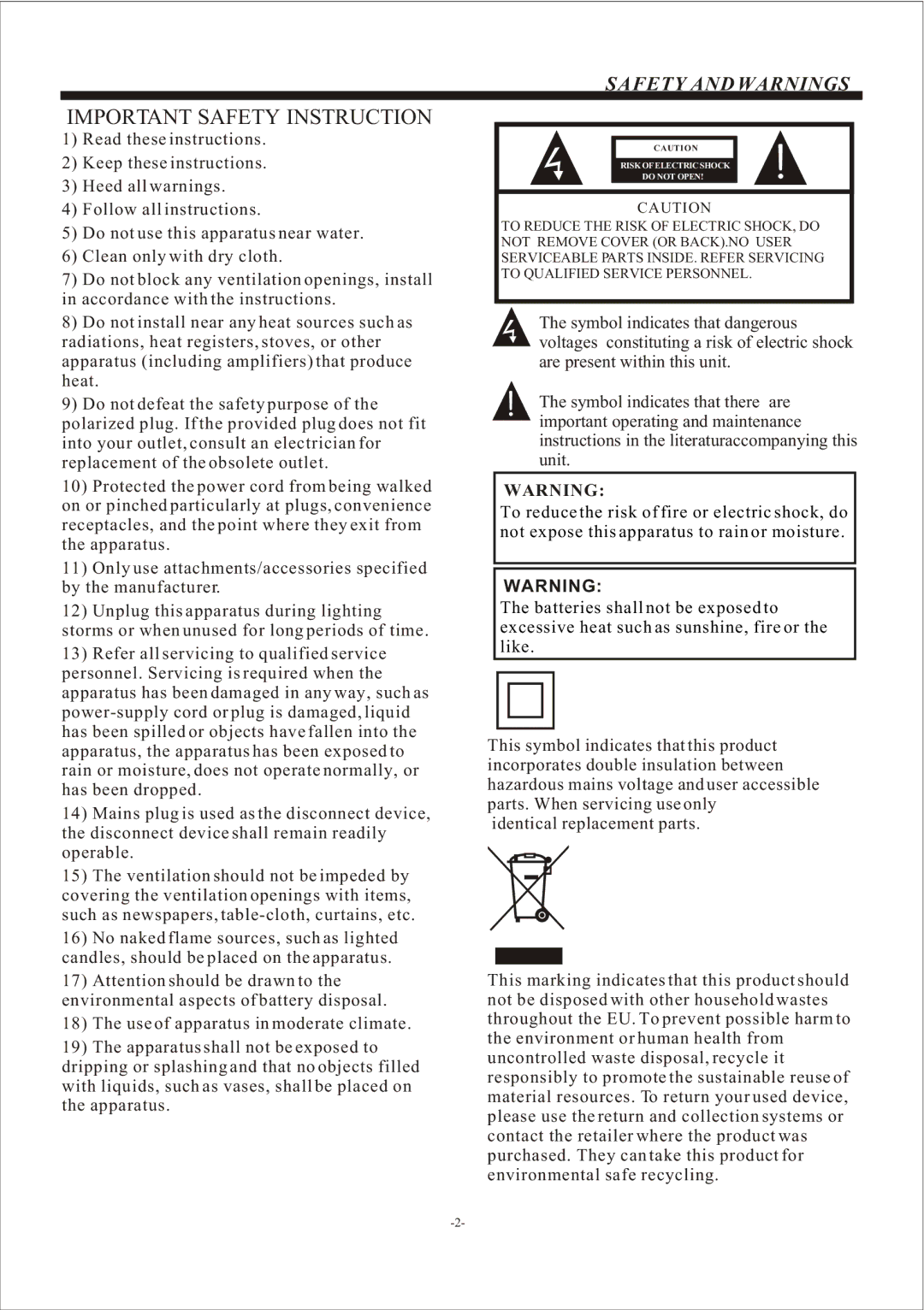 Haier LE32C430 owner manual Important Safety Instruction 