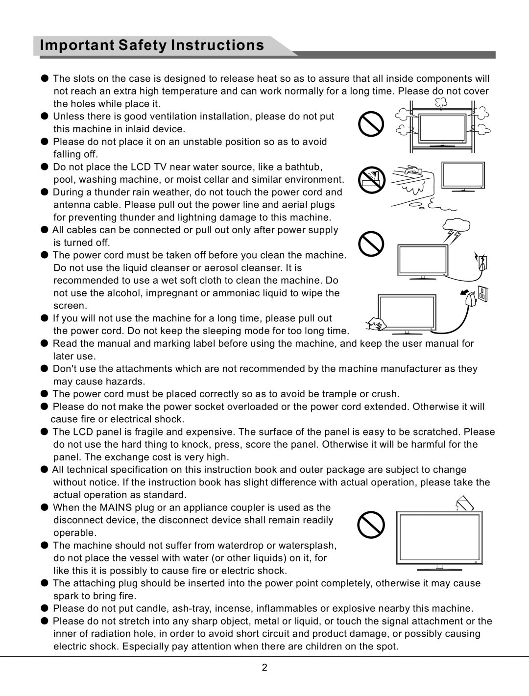 Haier LE32K700 manual Important Safety Instructions 